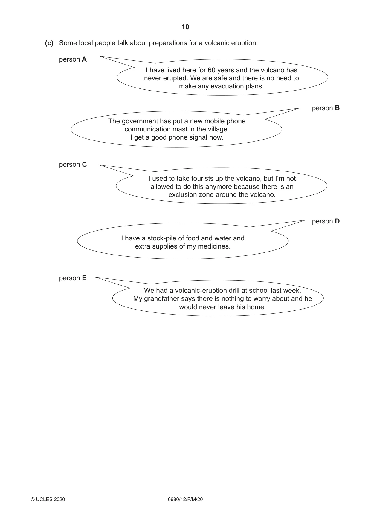 Cambridge IGCSE Environmental Management 0680 2020 Feb/March Paper 1 · Variant 2 question paper, page 10 of 20