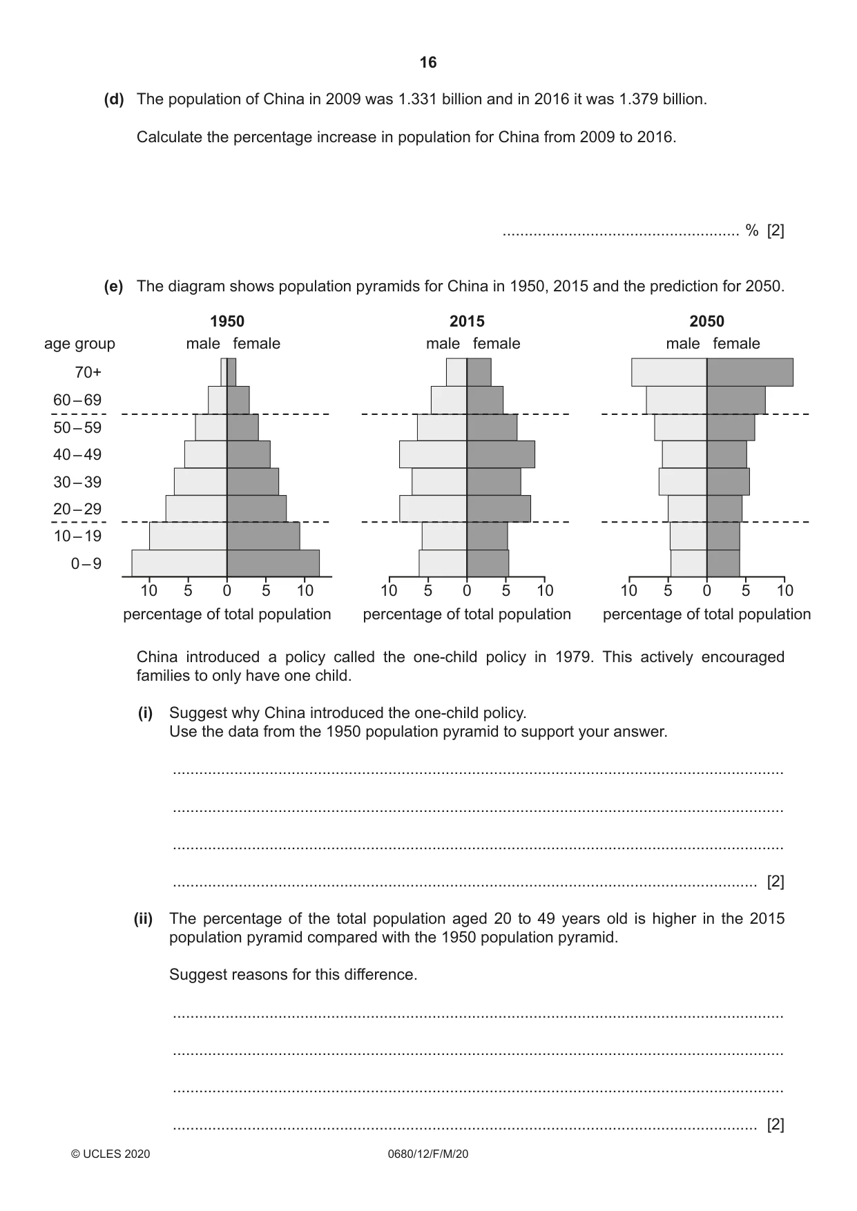 Cambridge IGCSE Environmental Management 0680 2020 Feb/March Paper 1 · Variant 2 question paper, page 16 of 20