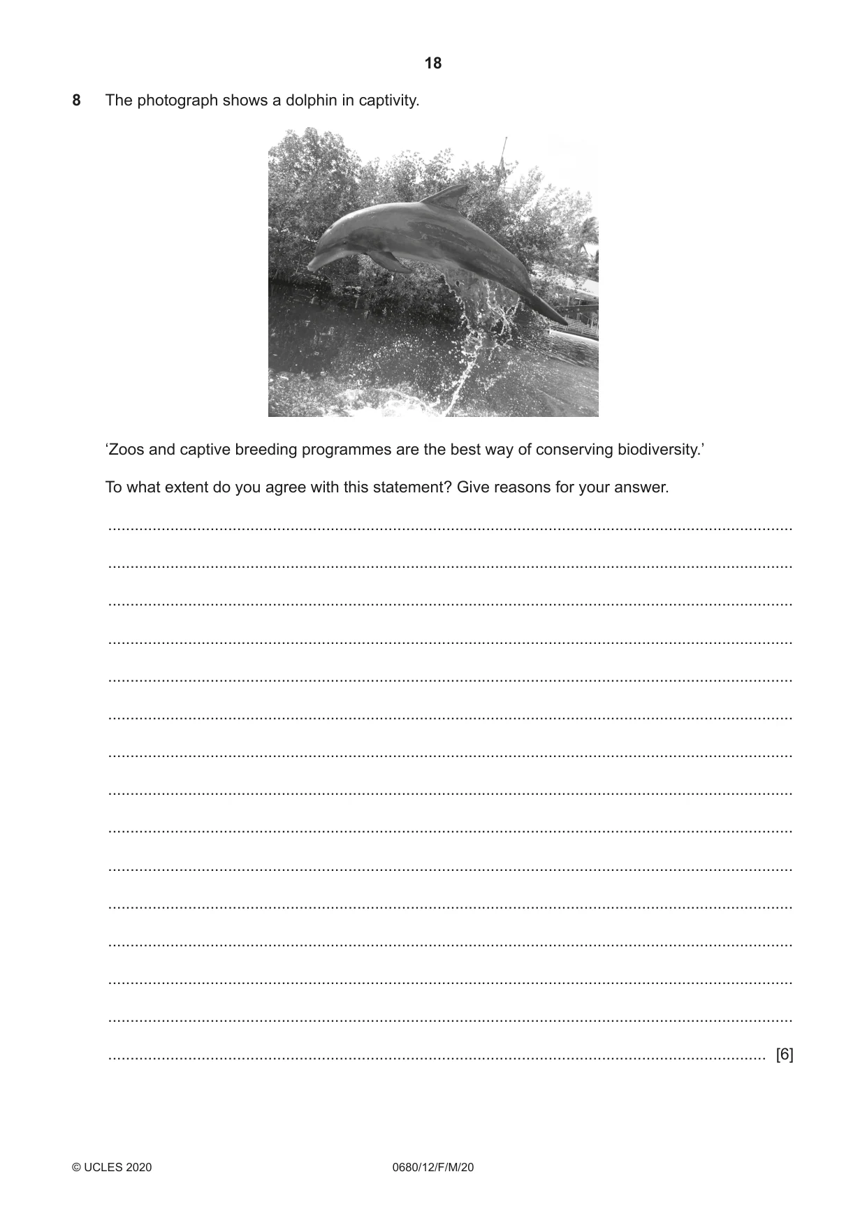 Cambridge IGCSE Environmental Management 0680 2020 Feb/March Paper 1 · Variant 2 question paper, page 18 of 20