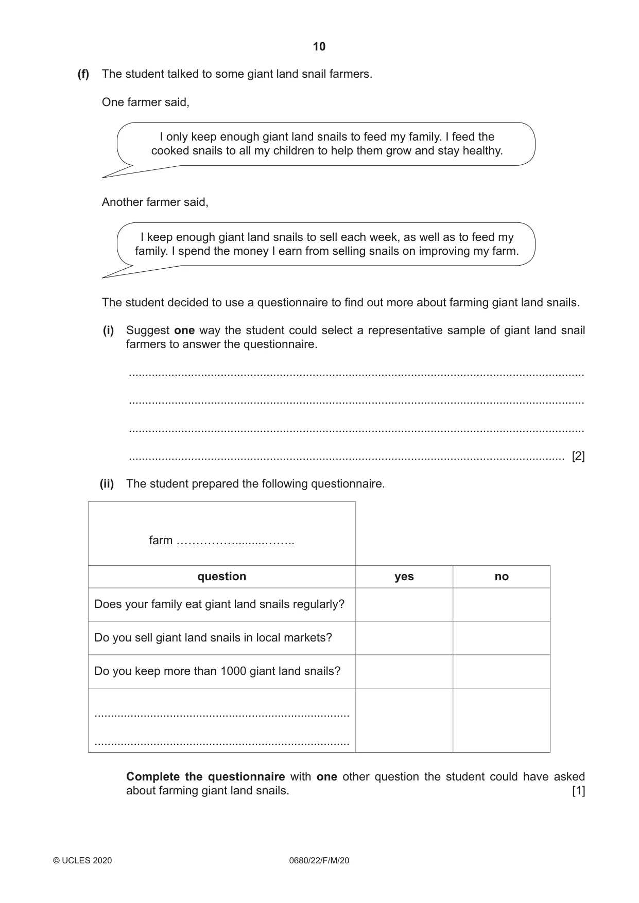 Cambridge IGCSE Environmental Management 0680 2020 Feb/March Paper 2 · Variant 2 question paper, page 10 of 20