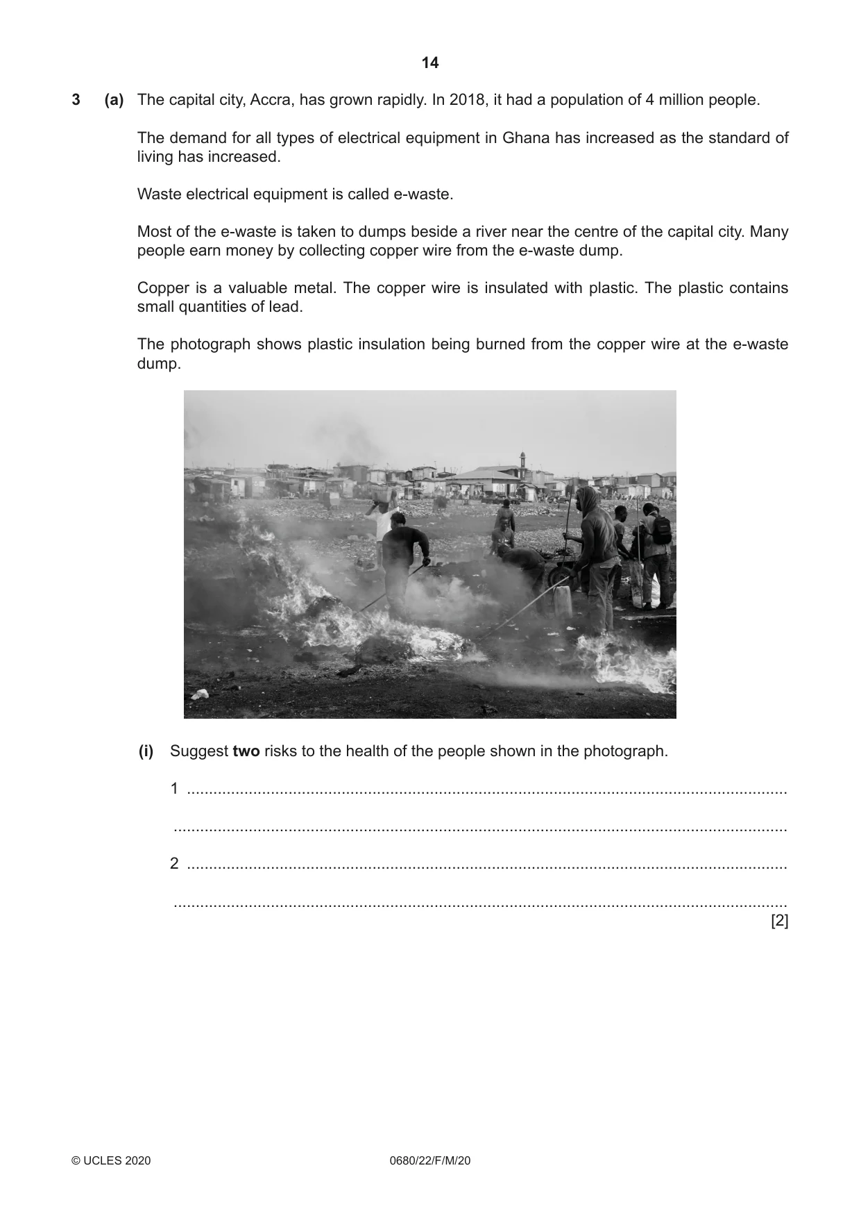 Cambridge IGCSE Environmental Management 0680 2020 Feb/March Paper 2 · Variant 2 question paper, page 14 of 20