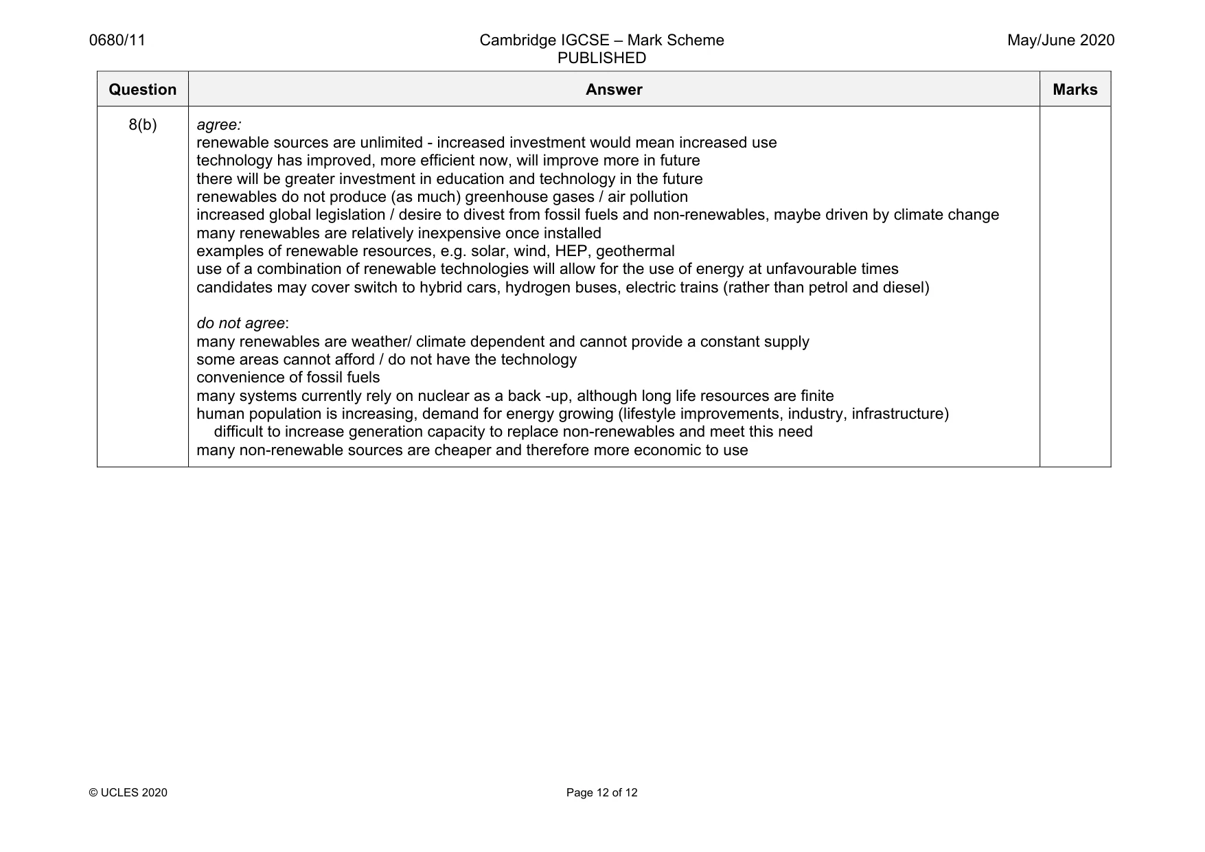Mark scheme, page 12 of 12