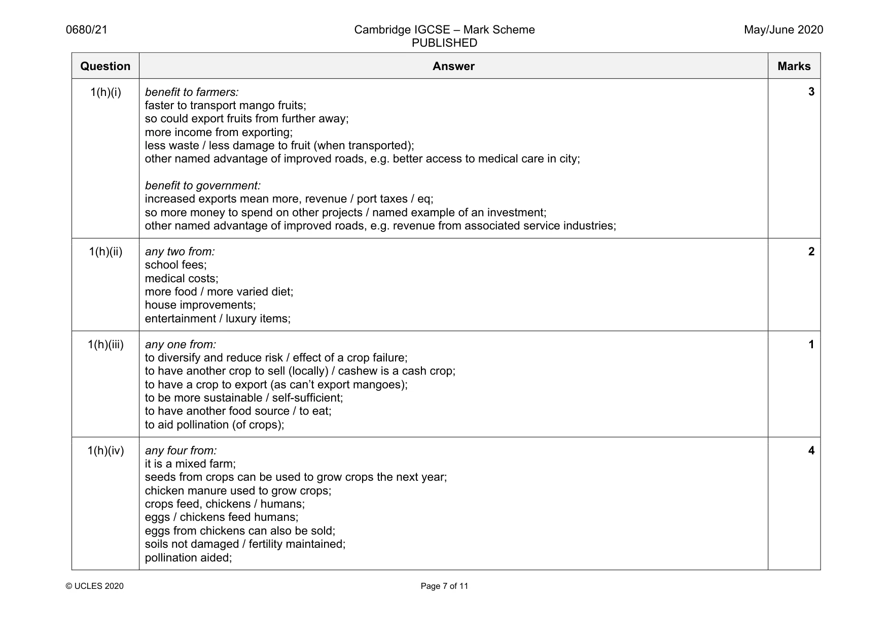 Mark scheme, page 7 of 11