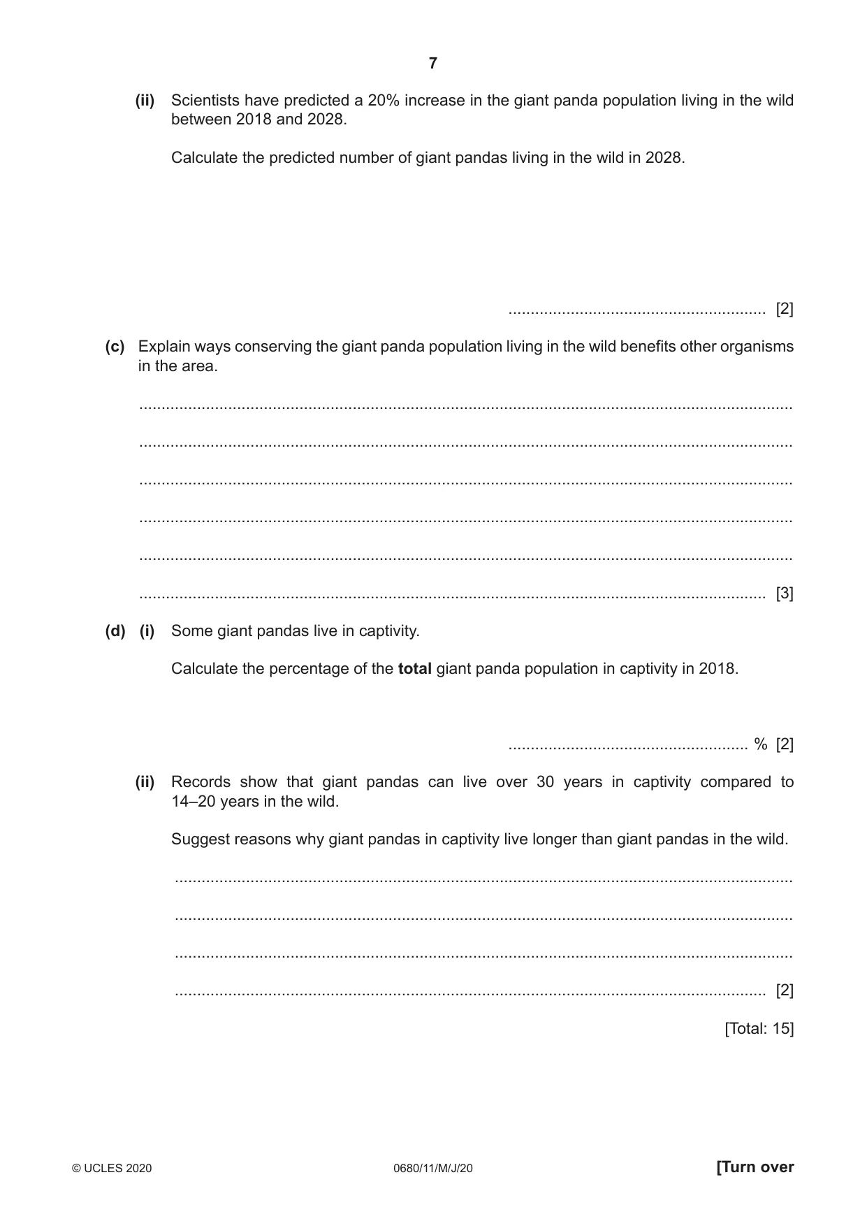 Cambridge IGCSE Environmental Management 0680 2020 May/June Paper 1 · Variant 1 question paper, page 7 of 20