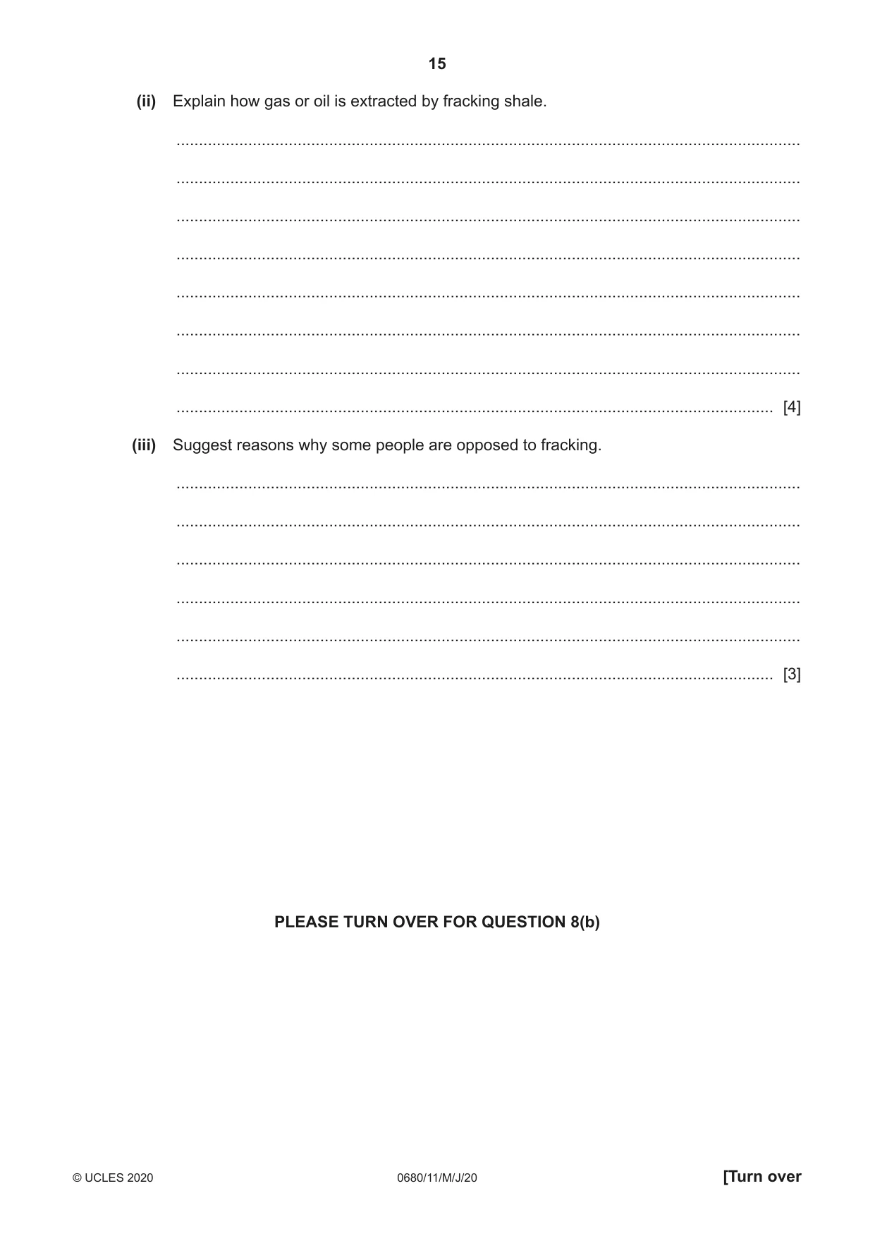 Cambridge IGCSE Environmental Management 0680 2020 May/June Paper 1 · Variant 1 question paper, page 15 of 20