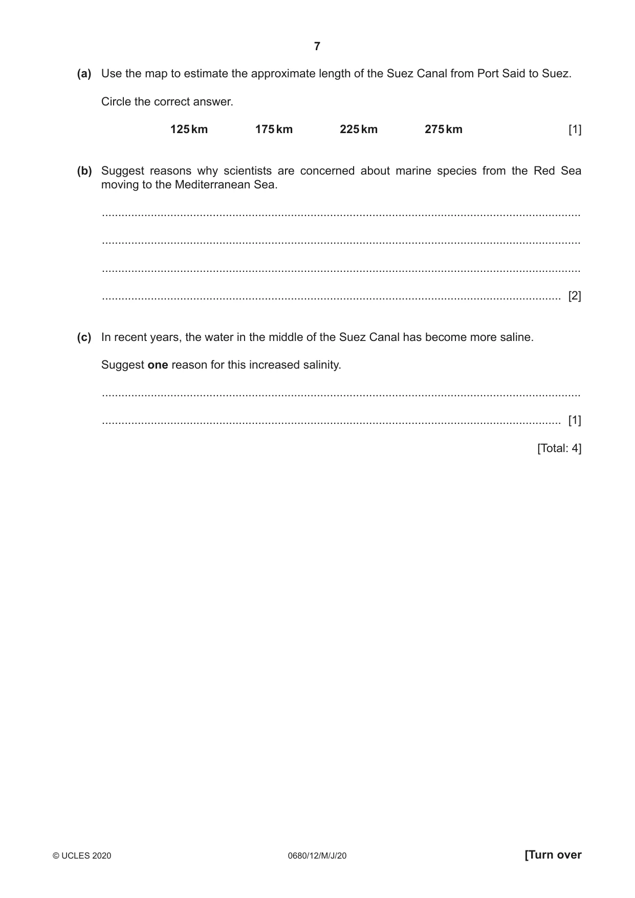 Cambridge IGCSE Environmental Management 0680 2020 May/June Paper 1 · Variant 2 question paper, page 7 of 20