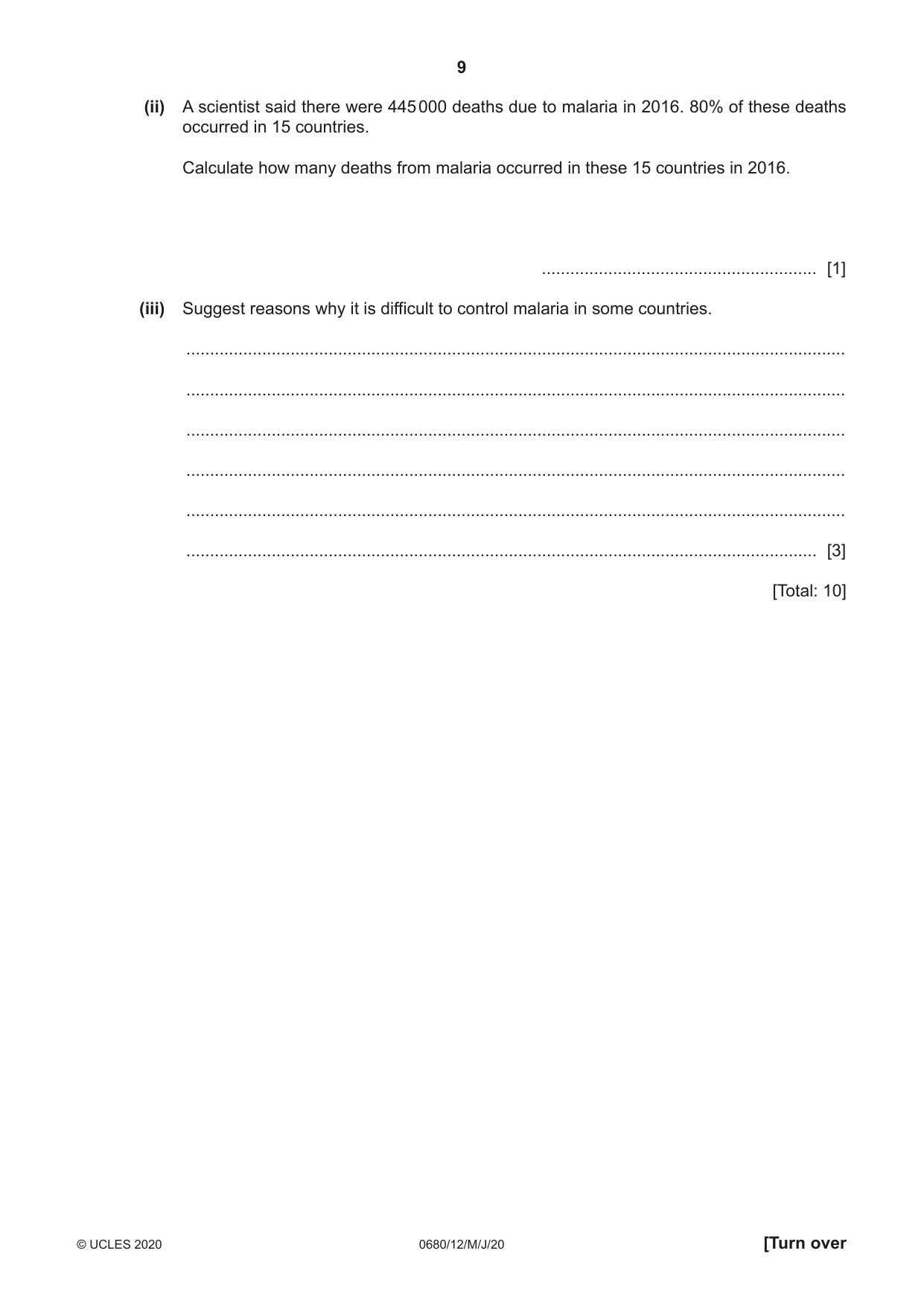 Cambridge IGCSE Environmental Management 0680 2020 May/June Paper 1 · Variant 2 question paper, page 9 of 20