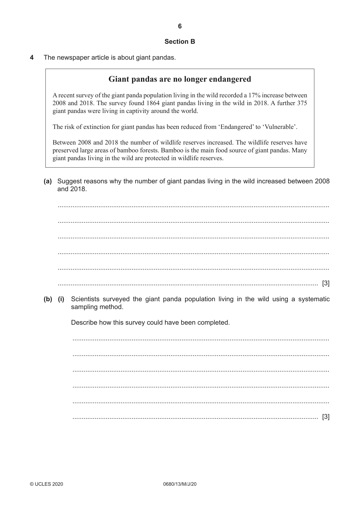 Cambridge IGCSE Environmental Management 0680 2020 May/June Paper 1 · Variant 3 question paper, page 6 of 20