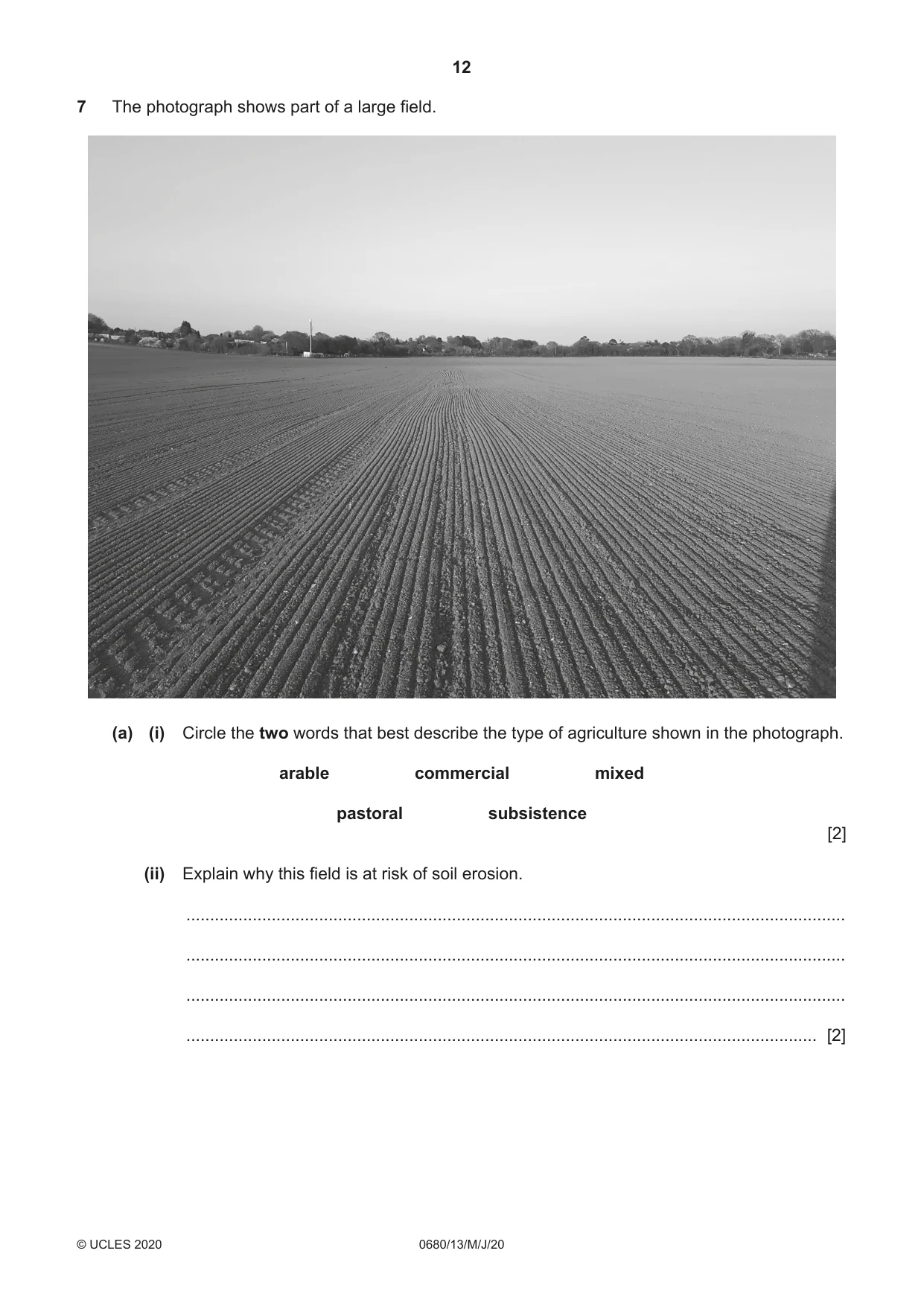 Cambridge IGCSE Environmental Management 0680 2020 May/June Paper 1 · Variant 3 question paper, page 12 of 20