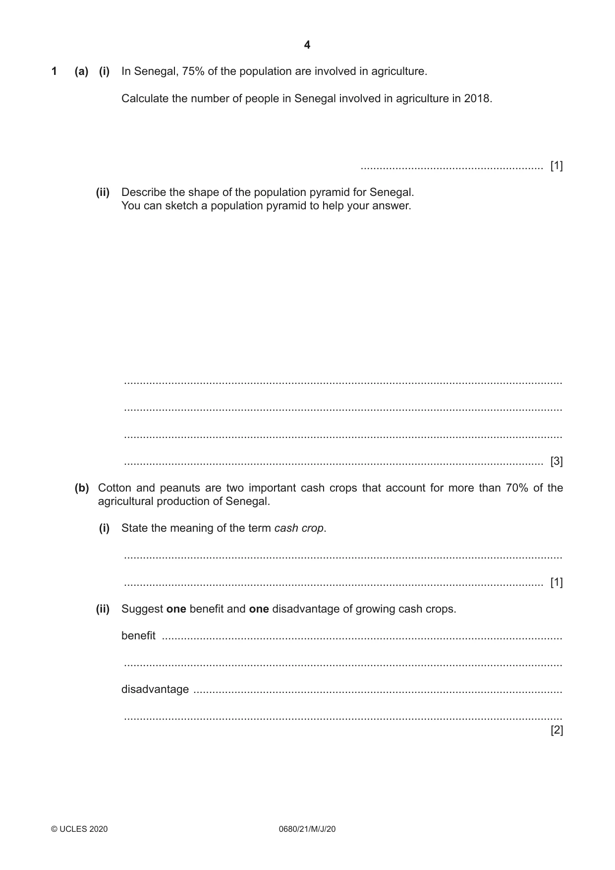 Cambridge IGCSE Environmental Management 0680 2020 May/June Paper 2 · Variant 1 question paper, page 4 of 24