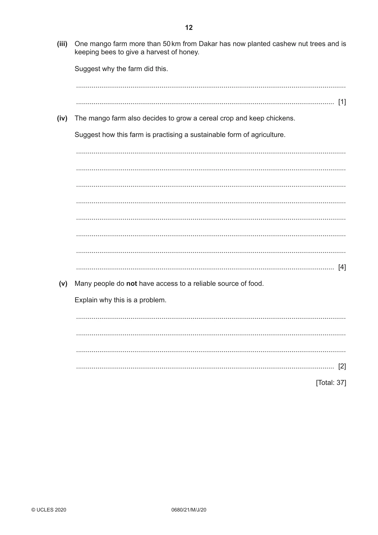 Cambridge IGCSE Environmental Management 0680 2020 May/June Paper 2 · Variant 1 question paper, page 12 of 24