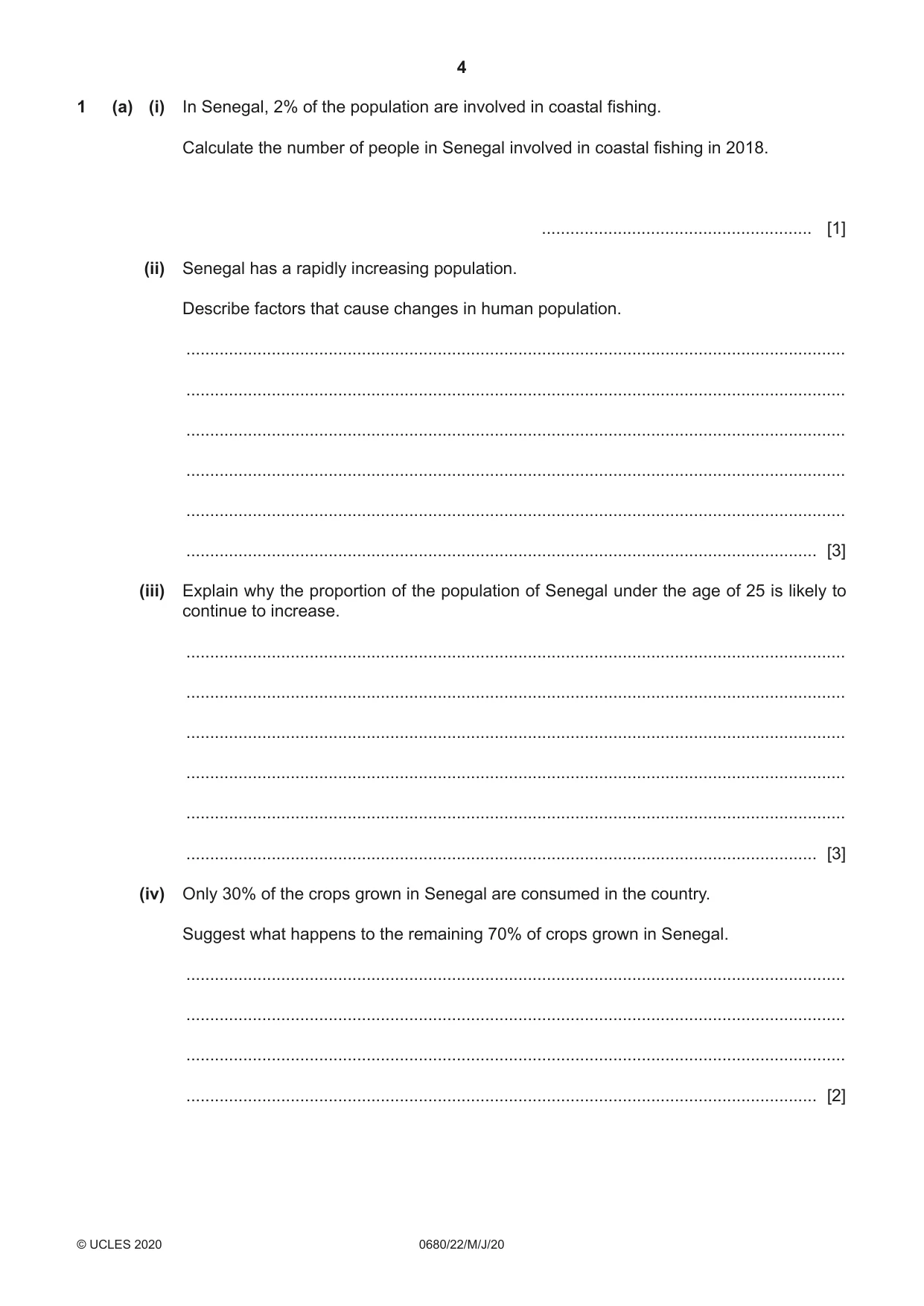 Cambridge IGCSE Environmental Management 0680 2020 May/June Paper 2 · Variant 2 question paper, page 4 of 20