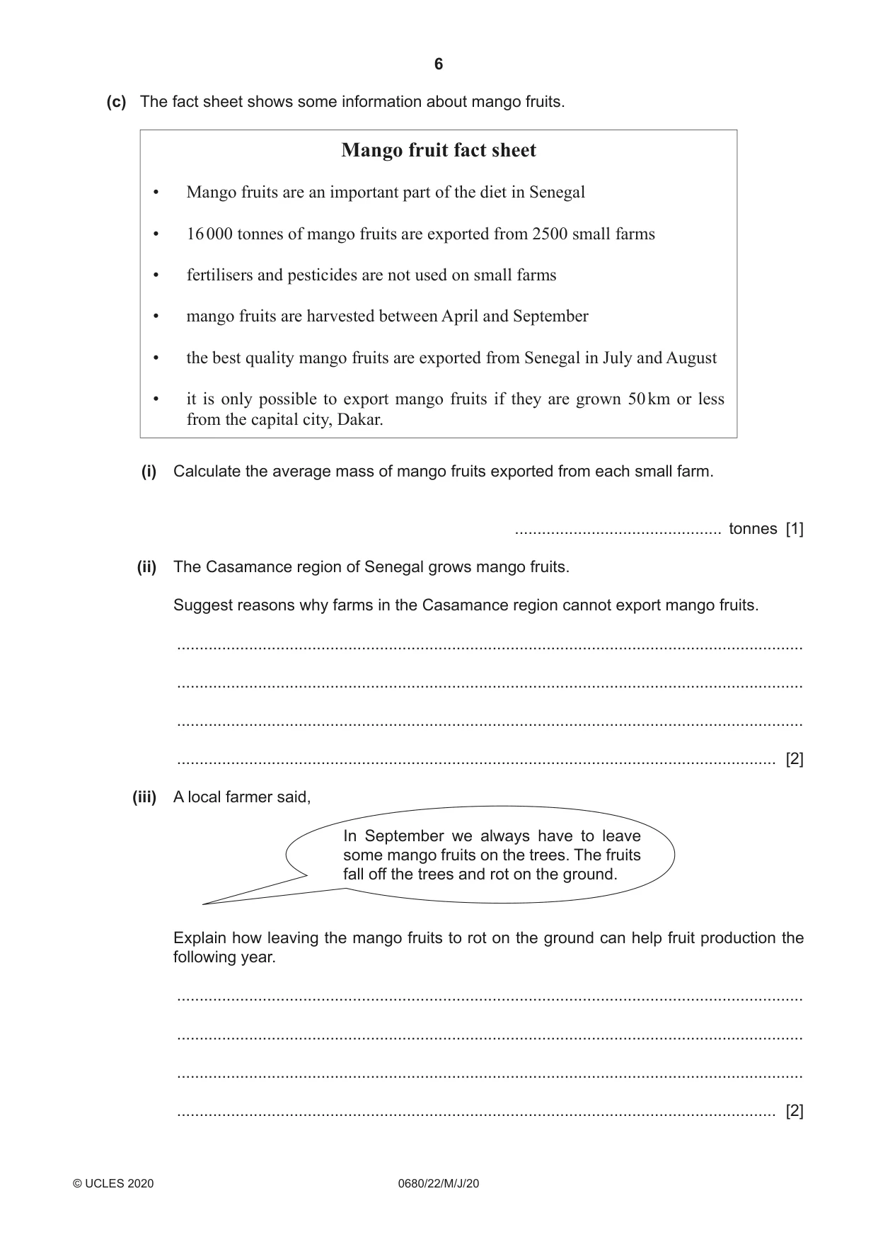 Cambridge IGCSE Environmental Management 0680 2020 May/June Paper 2 · Variant 2 question paper, page 6 of 20