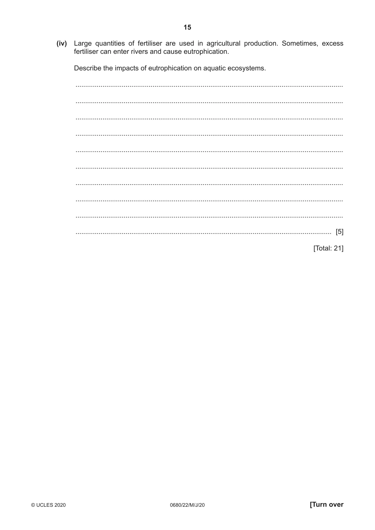 Cambridge IGCSE Environmental Management 0680 2020 May/June Paper 2 · Variant 2 question paper, page 15 of 20