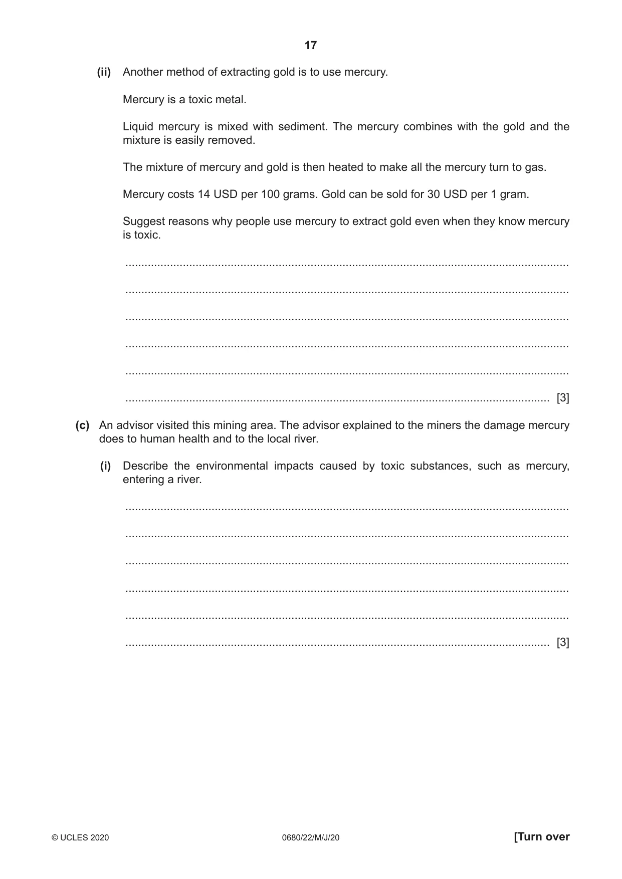Cambridge IGCSE Environmental Management 0680 2020 May/June Paper 2 · Variant 2 question paper, page 17 of 20