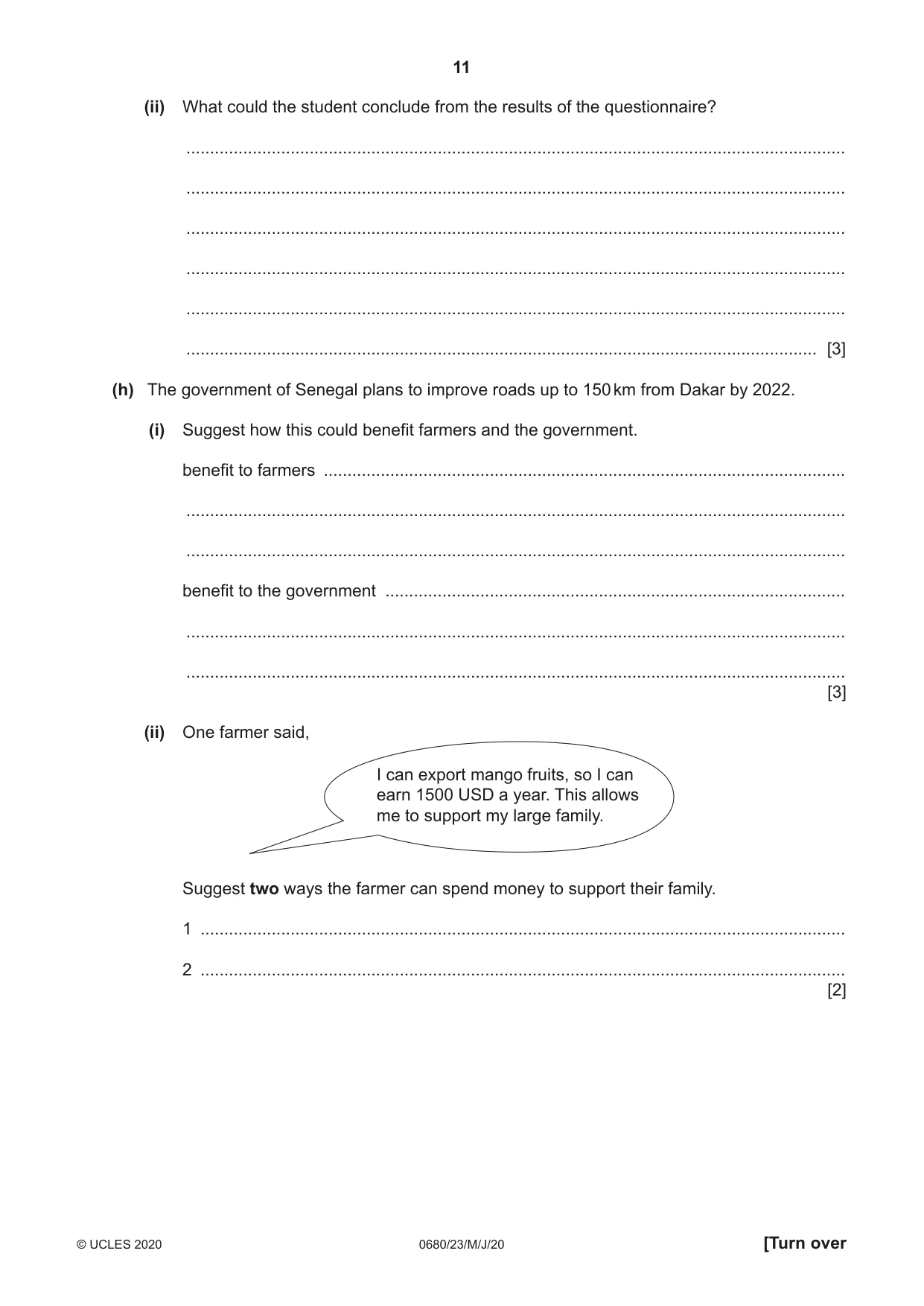 Cambridge IGCSE Environmental Management 0680 2020 May/June Paper 2 · Variant 3 question paper, page 11 of 24