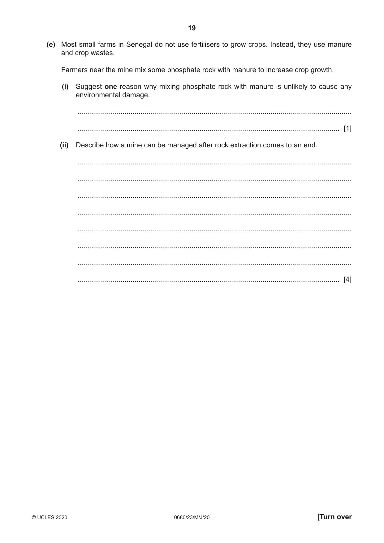 Cambridge IGCSE Environmental Management 0680 2020 May/June Paper 2 · Variant 3 question paper, page 19 of 24