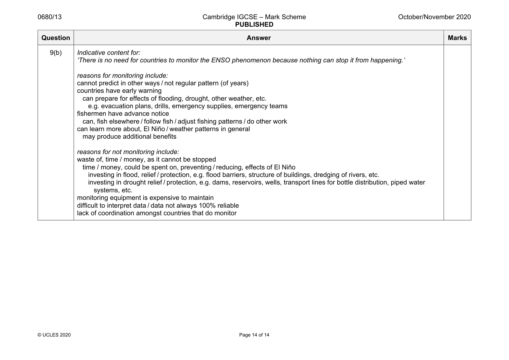 Mark scheme, page 14 of 14