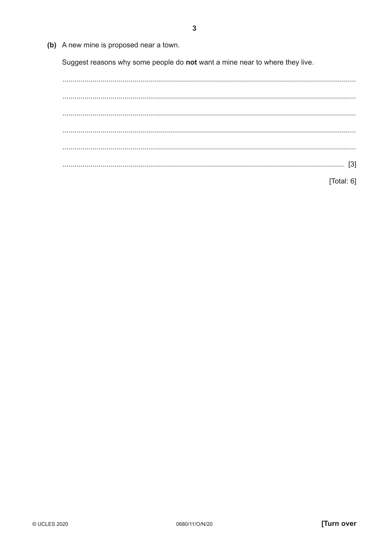 Cambridge IGCSE Environmental Management 0680 2020 Oct/Nov Paper 1 · Variant 1 question paper, page 3 of 20