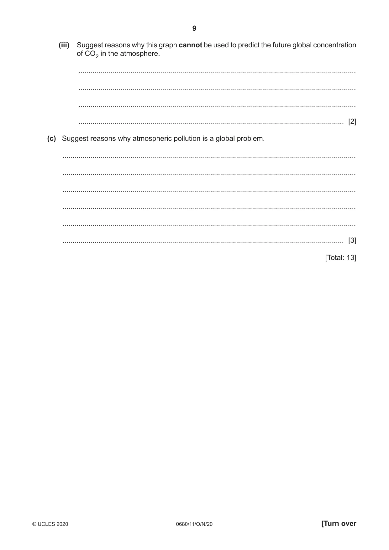 Cambridge IGCSE Environmental Management 0680 2020 Oct/Nov Paper 1 · Variant 1 question paper, page 9 of 20