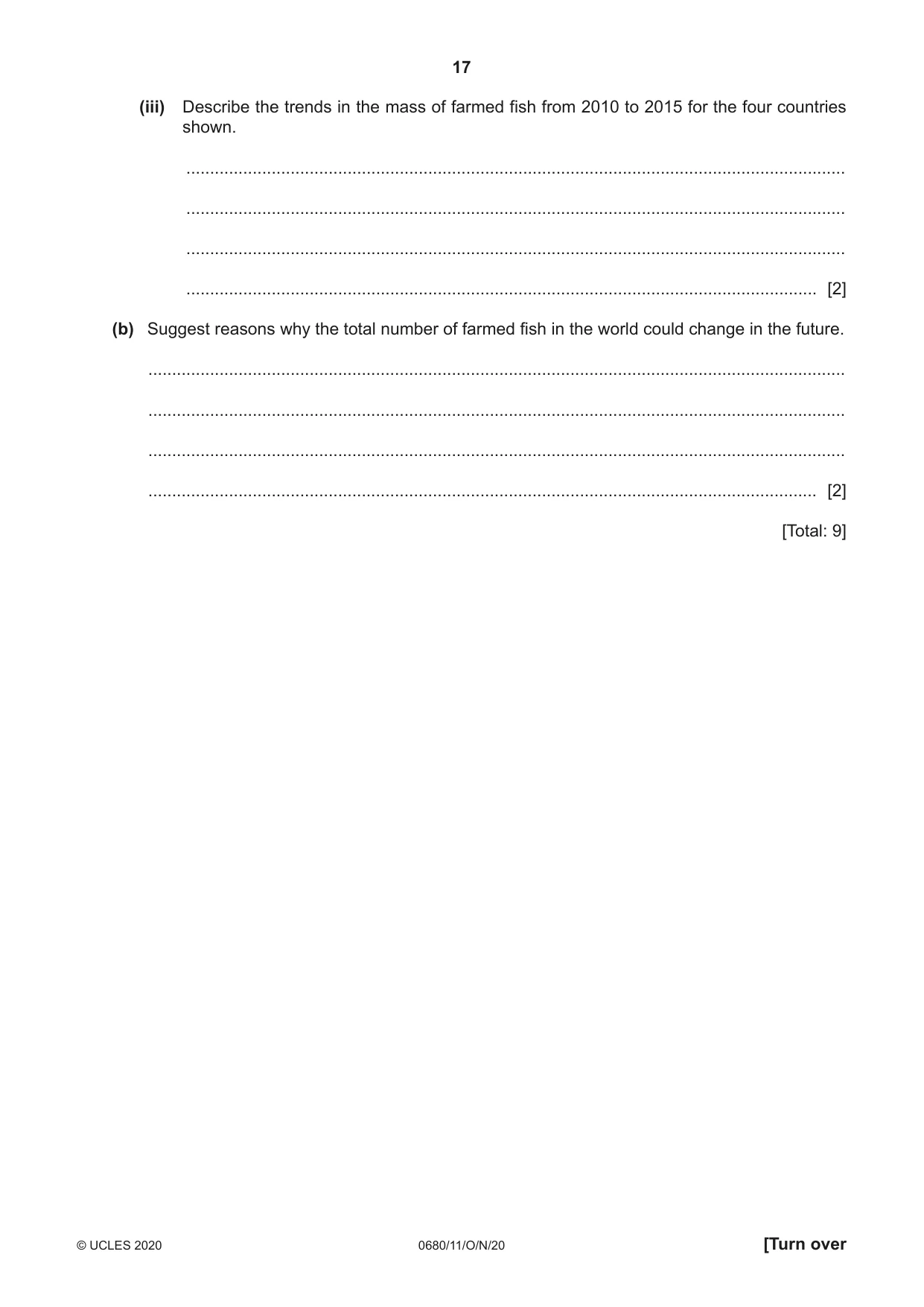 Cambridge IGCSE Environmental Management 0680 2020 Oct/Nov Paper 1 · Variant 1 question paper, page 17 of 20
