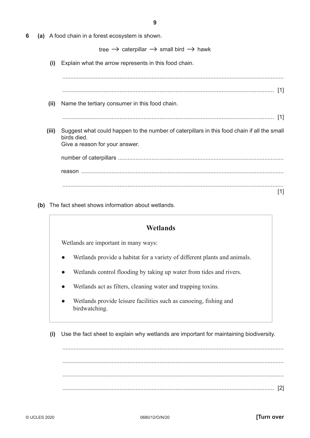 Cambridge IGCSE Environmental Management 0680 2020 Oct/Nov Paper 1 · Variant 2 question paper, page 9 of 20