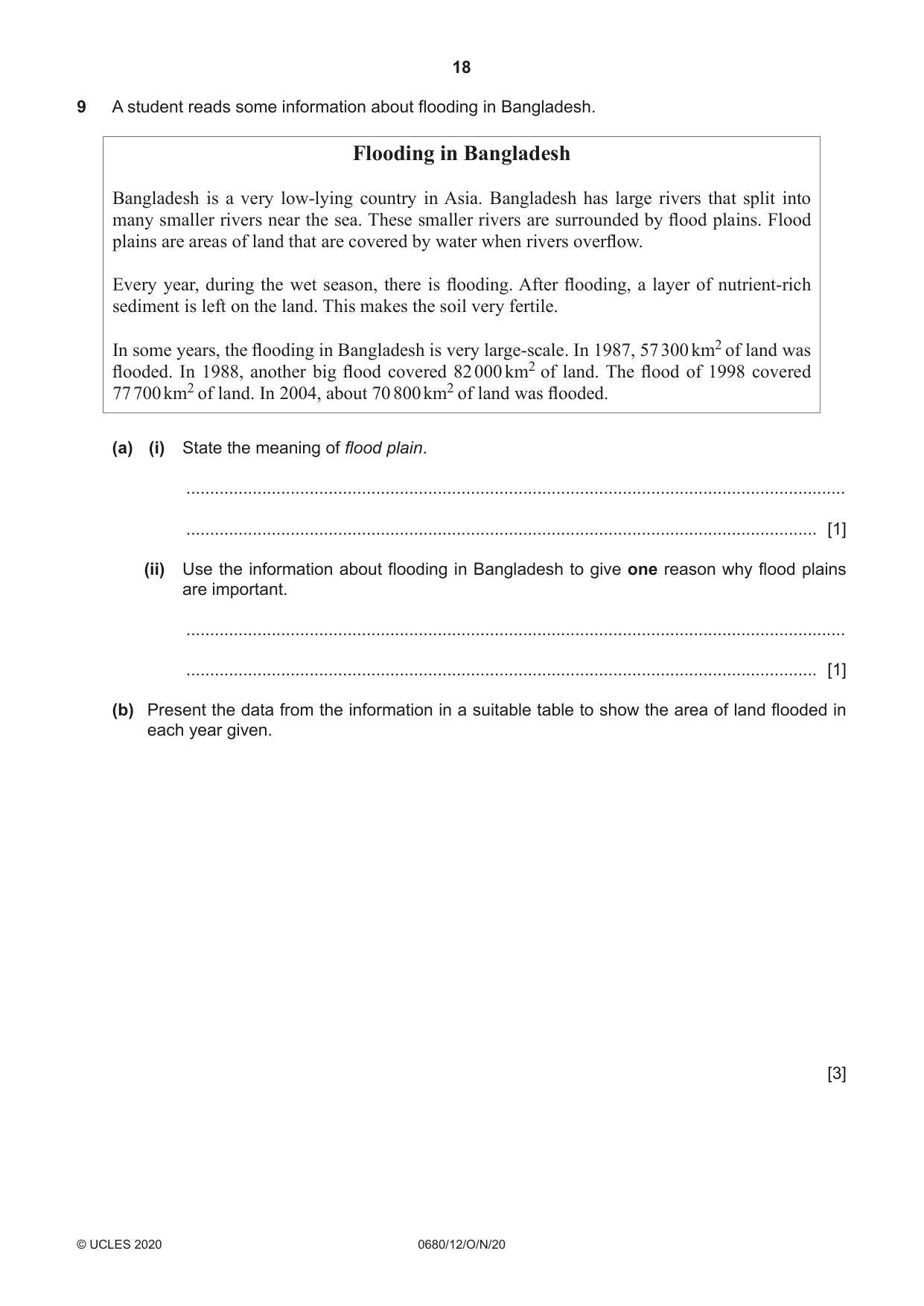 Cambridge IGCSE Environmental Management 0680 2020 Oct/Nov Paper 1 · Variant 2 question paper, page 18 of 20