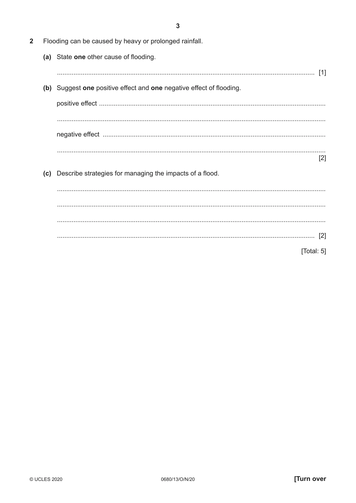 Cambridge IGCSE Environmental Management 0680 2020 Oct/Nov Paper 1 · Variant 3 question paper, page 3 of 16