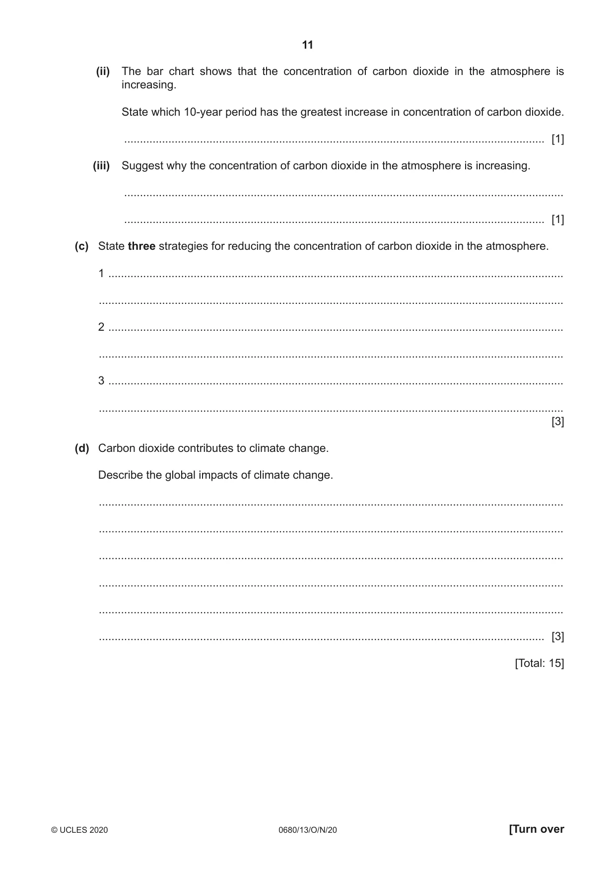 Cambridge IGCSE Environmental Management 0680 2020 Oct/Nov Paper 1 · Variant 3 question paper, page 11 of 16