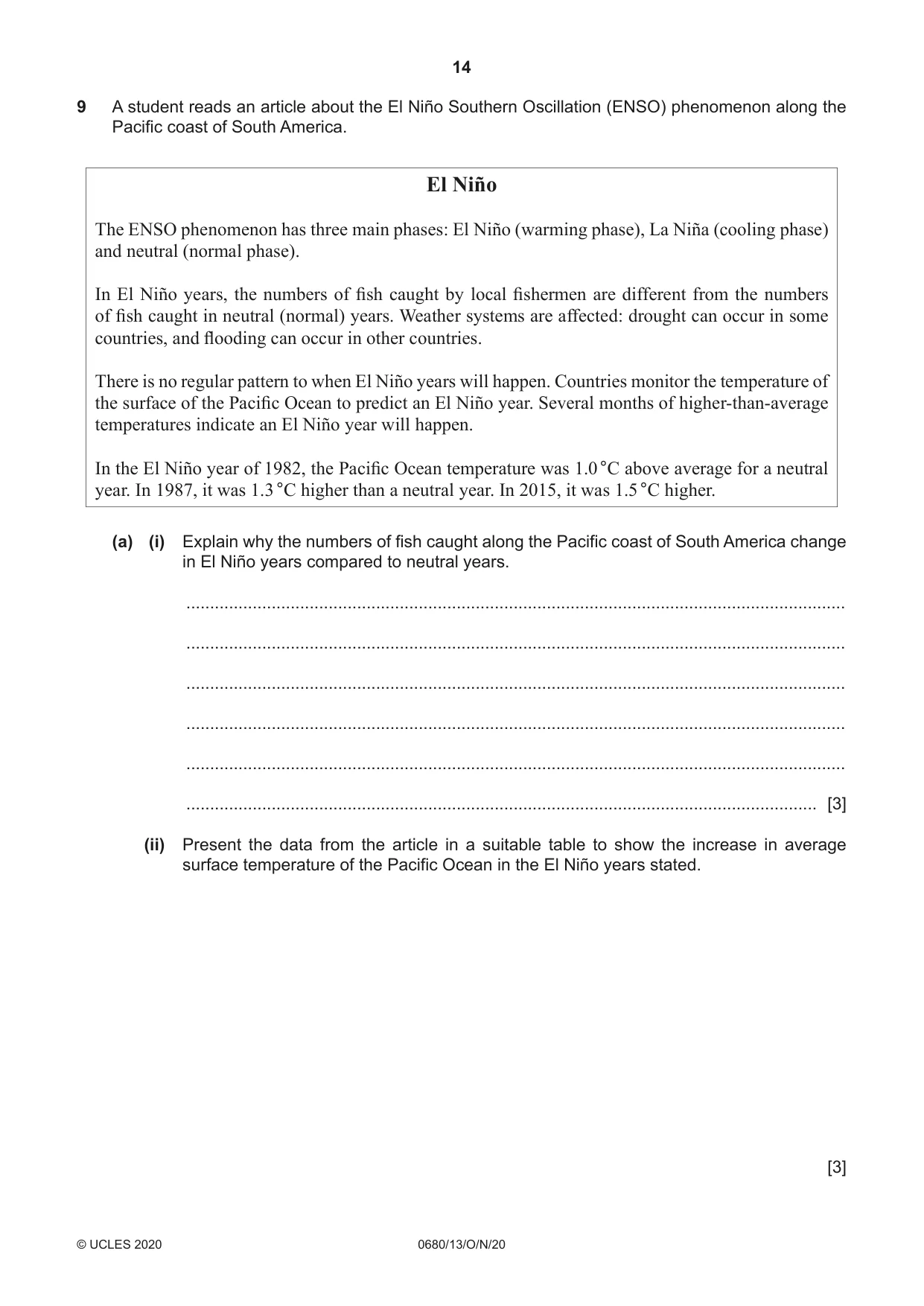 Cambridge IGCSE Environmental Management 0680 2020 Oct/Nov Paper 1 · Variant 3 question paper, page 14 of 16