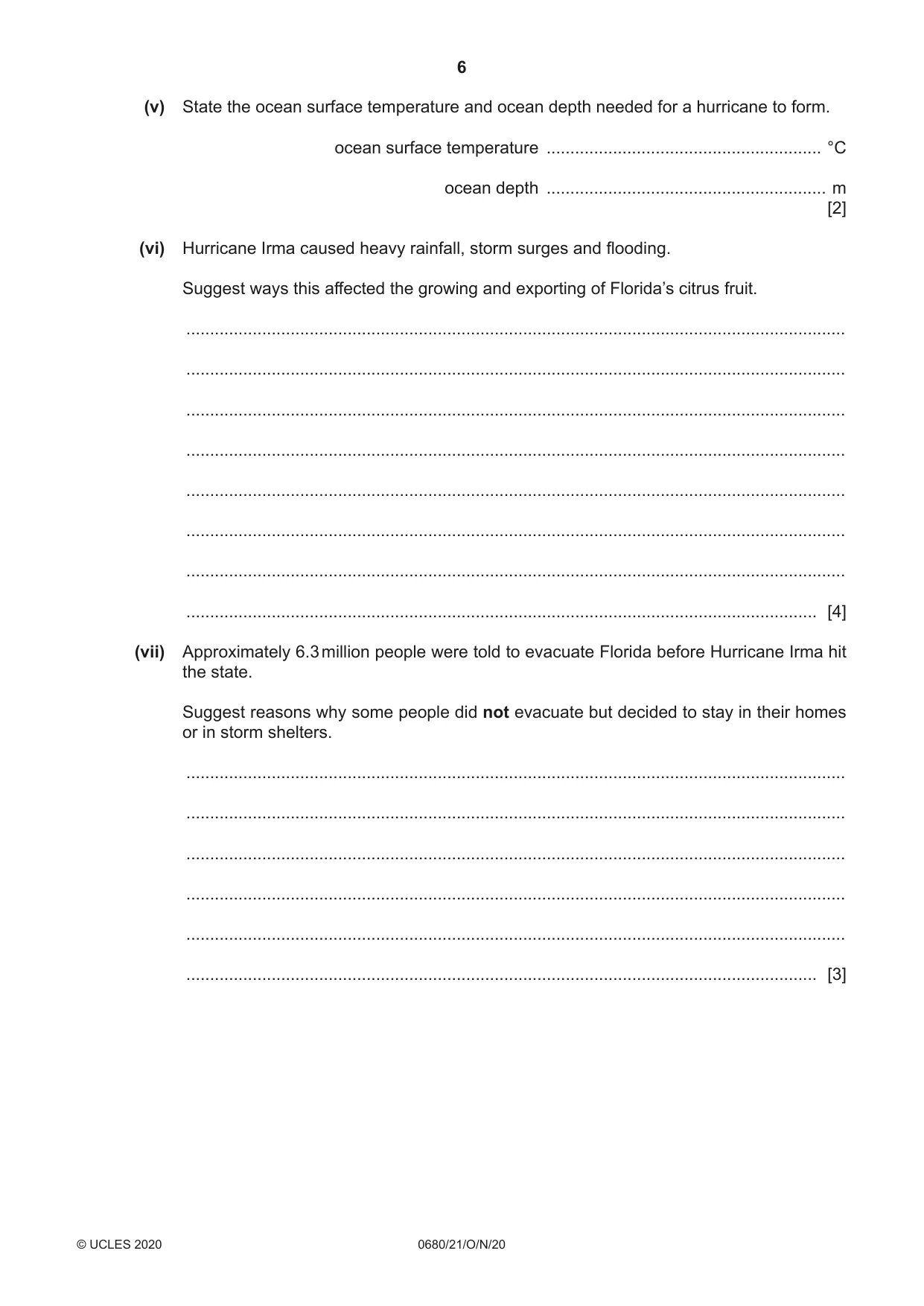 Cambridge IGCSE Environmental Management 0680 2020 Oct/Nov Paper 2 · Variant 1 question paper, page 6 of 24
