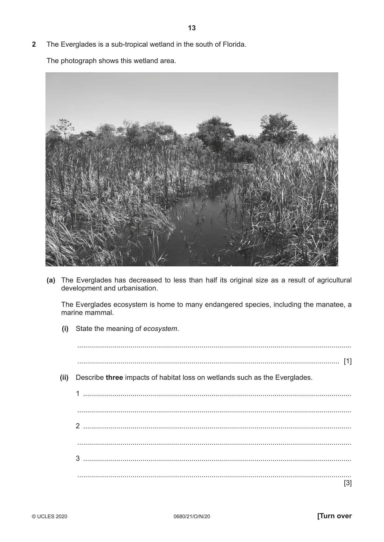 Cambridge IGCSE Environmental Management 0680 2020 Oct/Nov Paper 2 · Variant 1 question paper, page 13 of 24