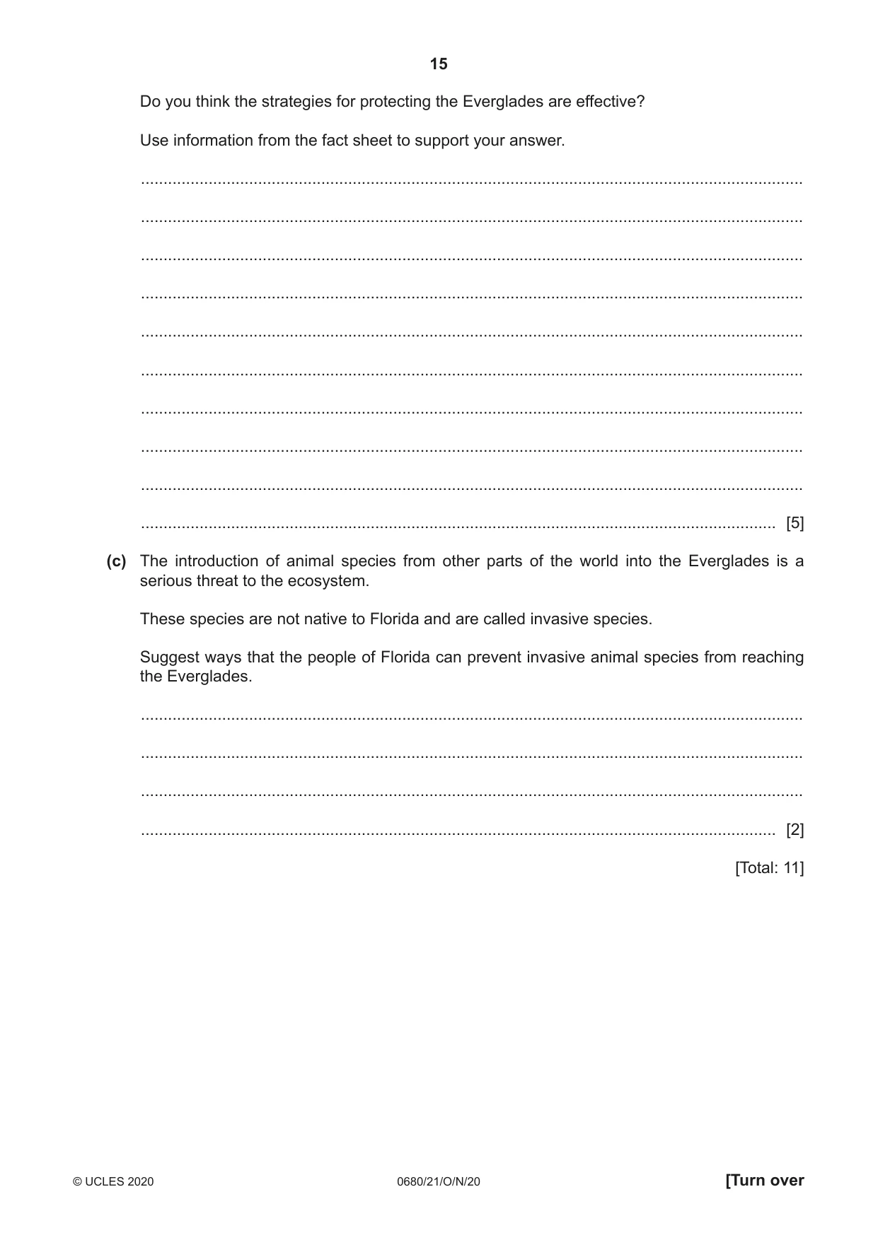 Cambridge IGCSE Environmental Management 0680 2020 Oct/Nov Paper 2 · Variant 1 question paper, page 15 of 24