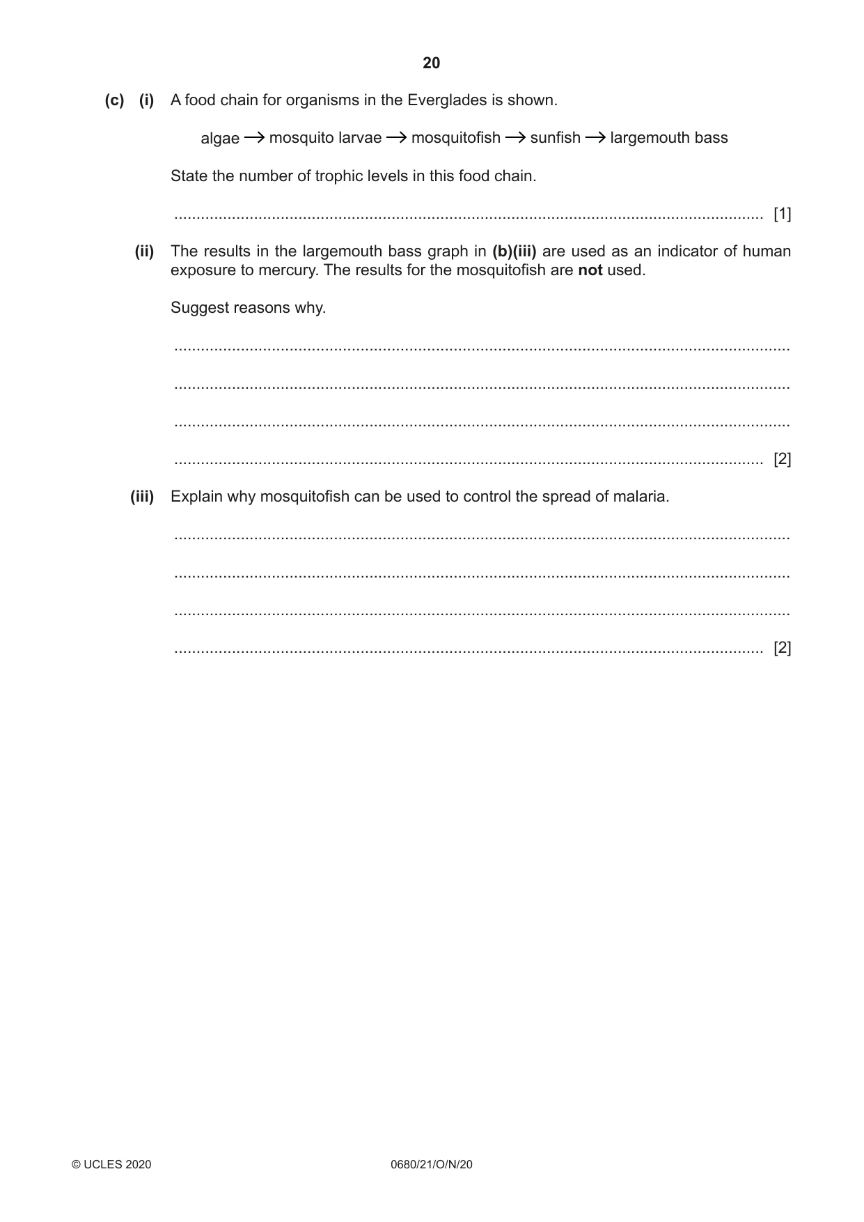 Cambridge IGCSE Environmental Management 0680 2020 Oct/Nov Paper 2 · Variant 1 question paper, page 20 of 24