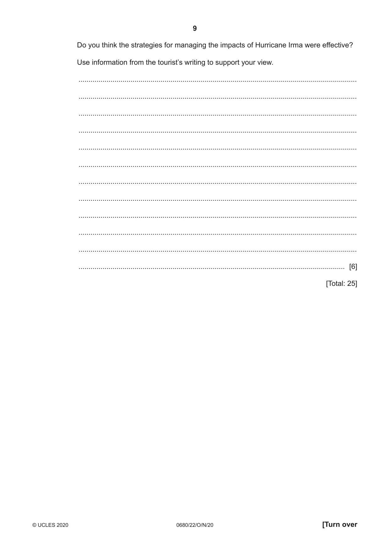 Cambridge IGCSE Environmental Management 0680 2020 Oct/Nov Paper 2 · Variant 2 question paper, page 9 of 24