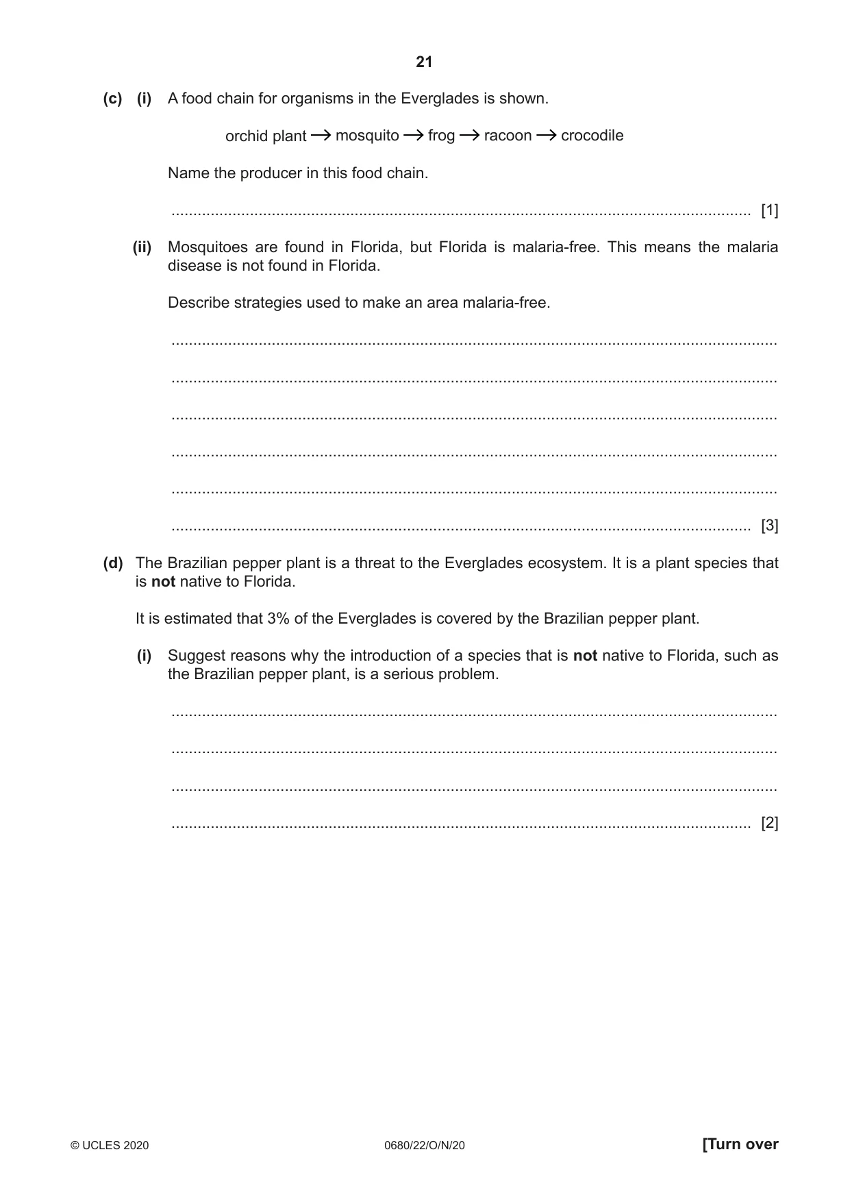 Cambridge IGCSE Environmental Management 0680 2020 Oct/Nov Paper 2 · Variant 2 question paper, page 21 of 24
