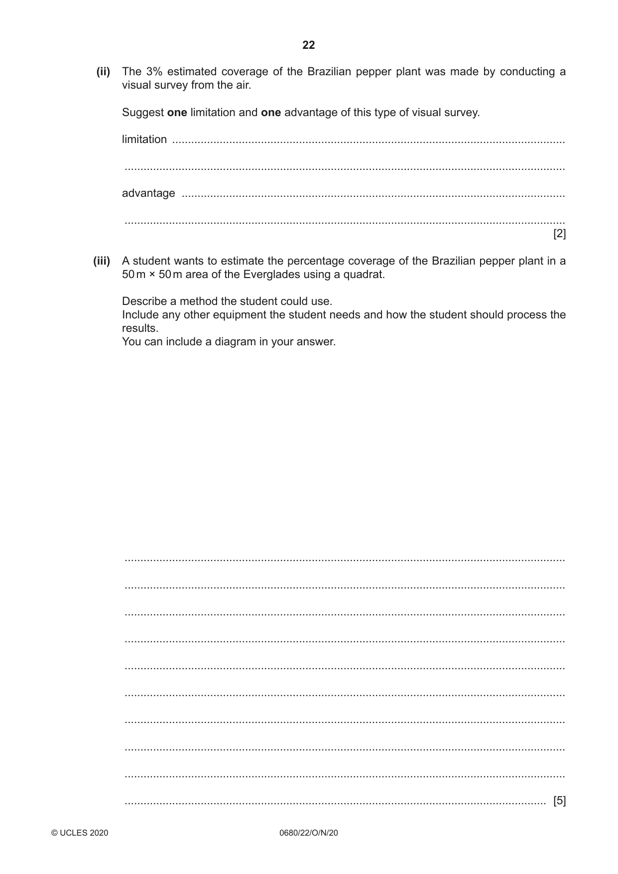 Cambridge IGCSE Environmental Management 0680 2020 Oct/Nov Paper 2 · Variant 2 question paper, page 22 of 24