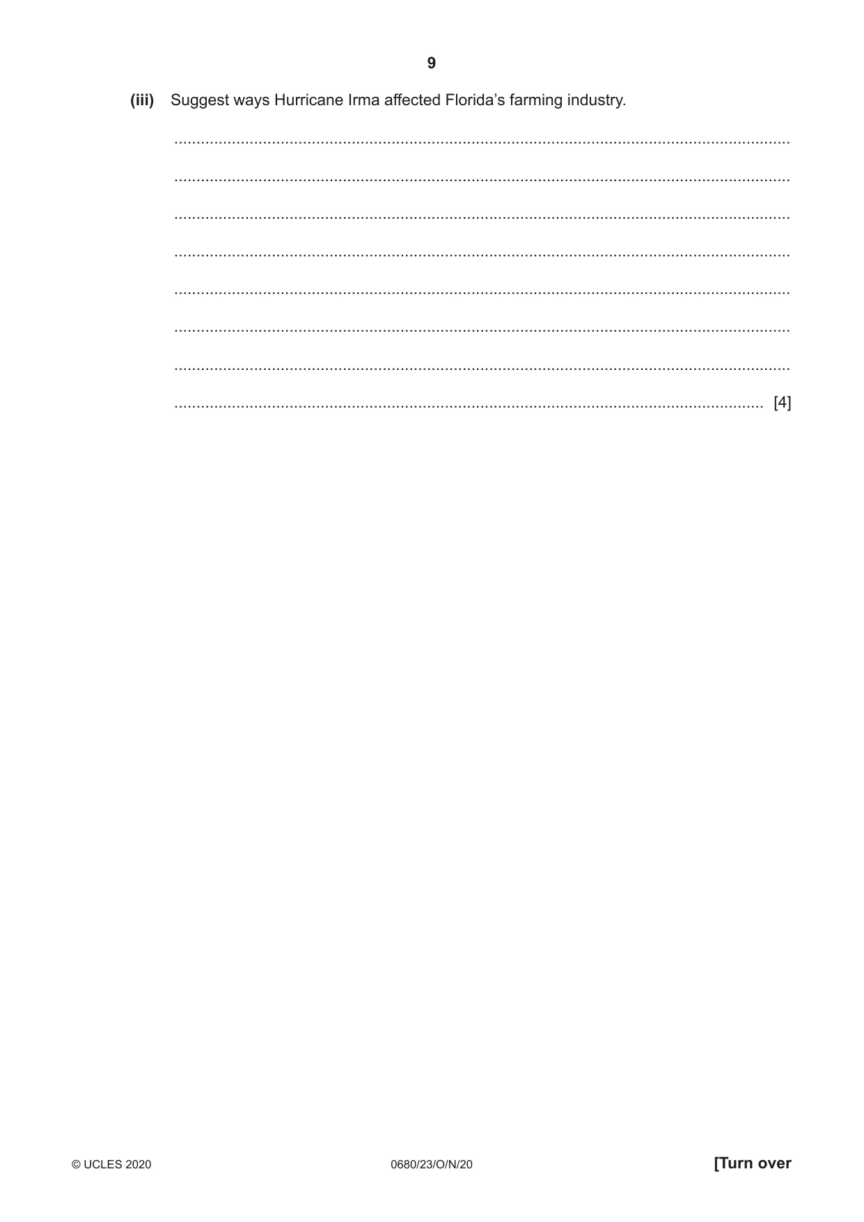 Cambridge IGCSE Environmental Management 0680 2020 Oct/Nov Paper 2 · Variant 3 question paper, page 9 of 24