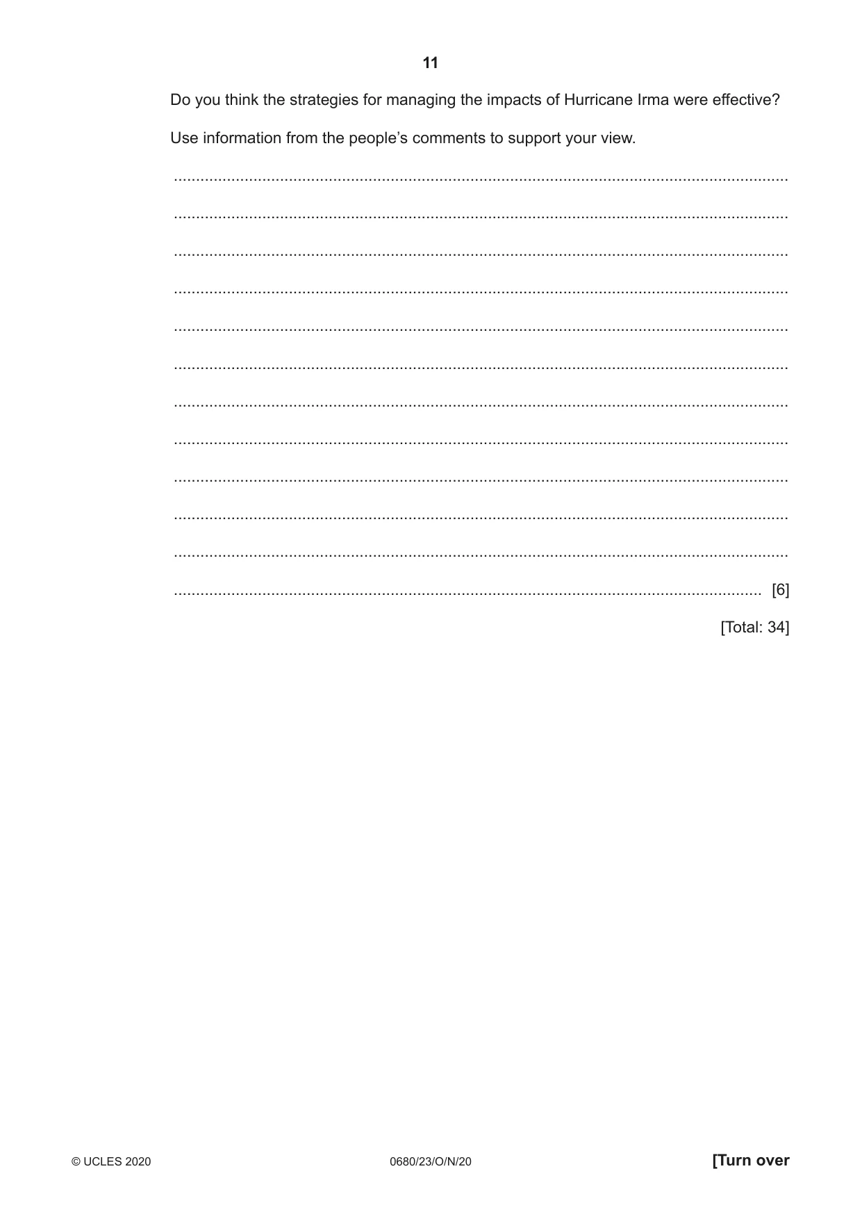 Cambridge IGCSE Environmental Management 0680 2020 Oct/Nov Paper 2 · Variant 3 question paper, page 11 of 24