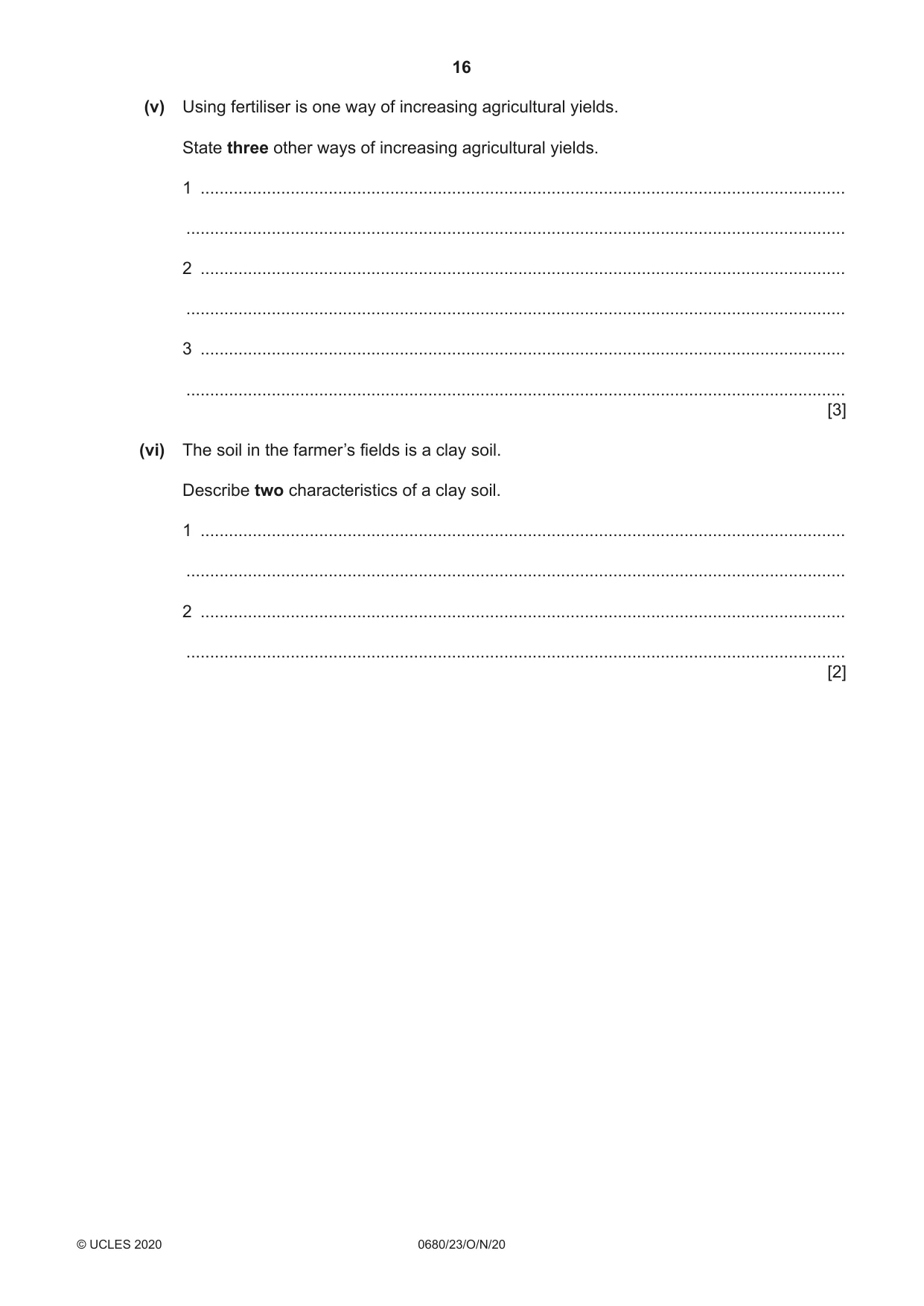 Cambridge IGCSE Environmental Management 0680 2020 Oct/Nov Paper 2 · Variant 3 question paper, page 16 of 24