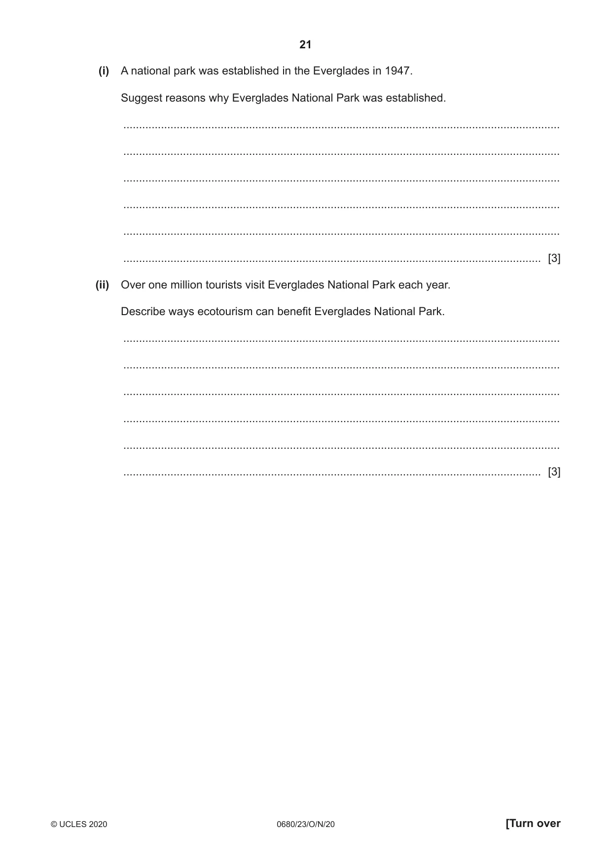Cambridge IGCSE Environmental Management 0680 2020 Oct/Nov Paper 2 · Variant 3 question paper, page 21 of 24