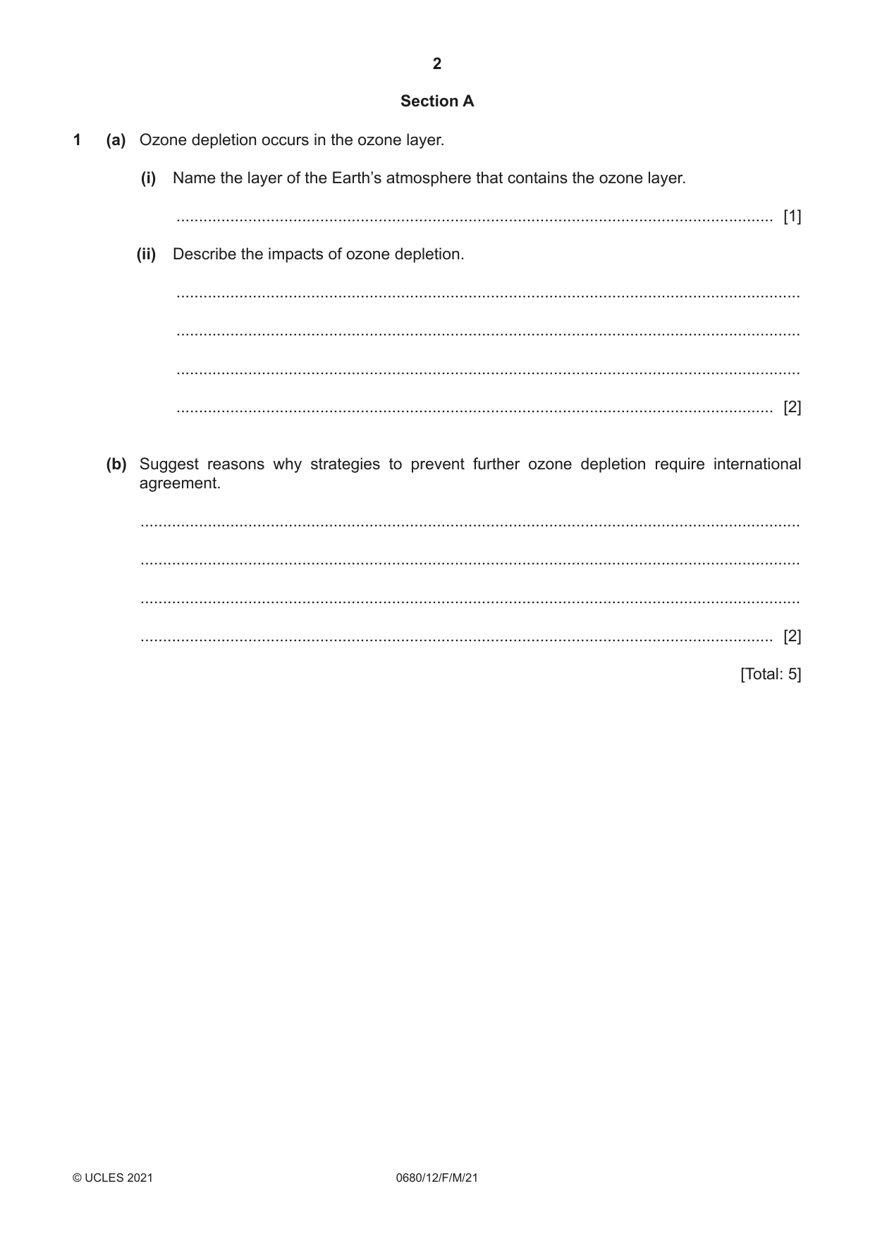 Cambridge IGCSE Environmental Management 0680 2021 Feb/March Paper 1 · Variant 2 question paper, page 2 of 24
