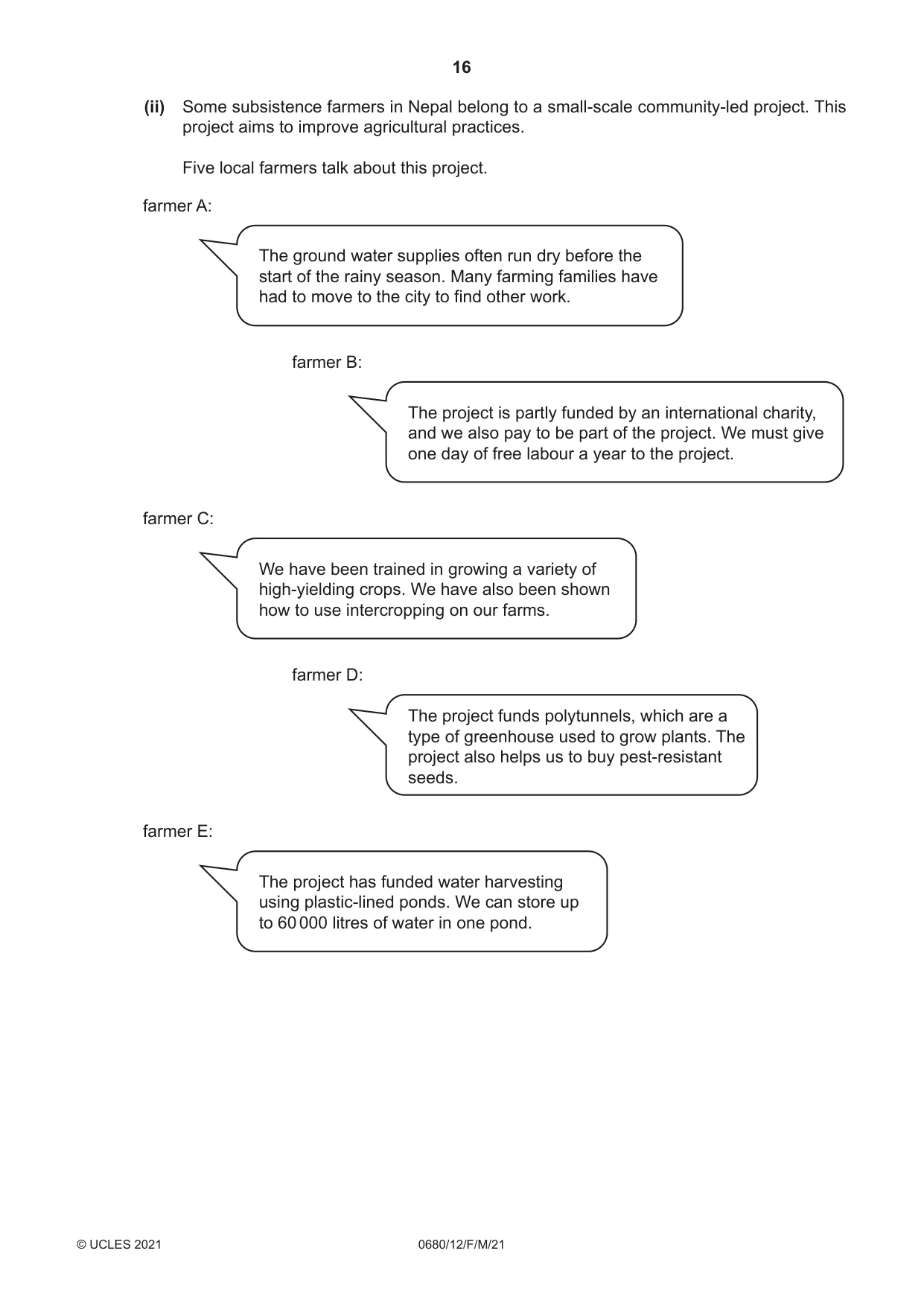 Cambridge IGCSE Environmental Management 0680 2021 Feb/March Paper 1 · Variant 2 question paper, page 16 of 24