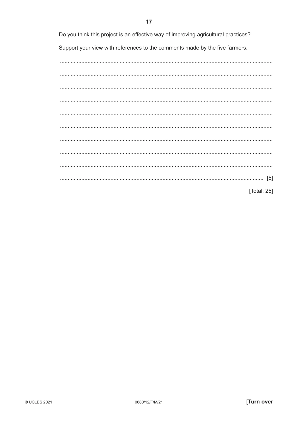 Cambridge IGCSE Environmental Management 0680 2021 Feb/March Paper 1 · Variant 2 question paper, page 17 of 24