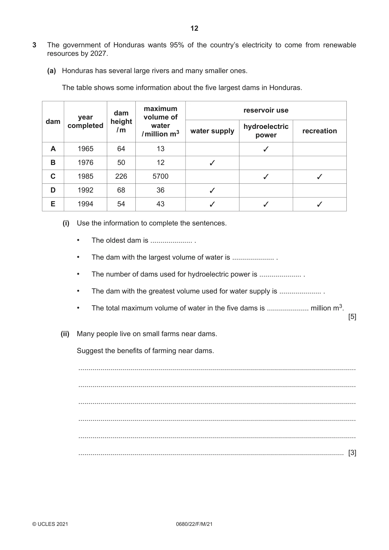 Cambridge IGCSE Environmental Management 0680 2021 Feb/March Paper 2 · Variant 2 question paper, page 12 of 20