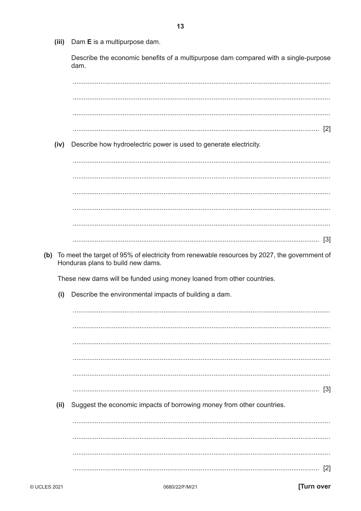Cambridge IGCSE Environmental Management 0680 2021 Feb/March Paper 2 · Variant 2 question paper, page 13 of 20