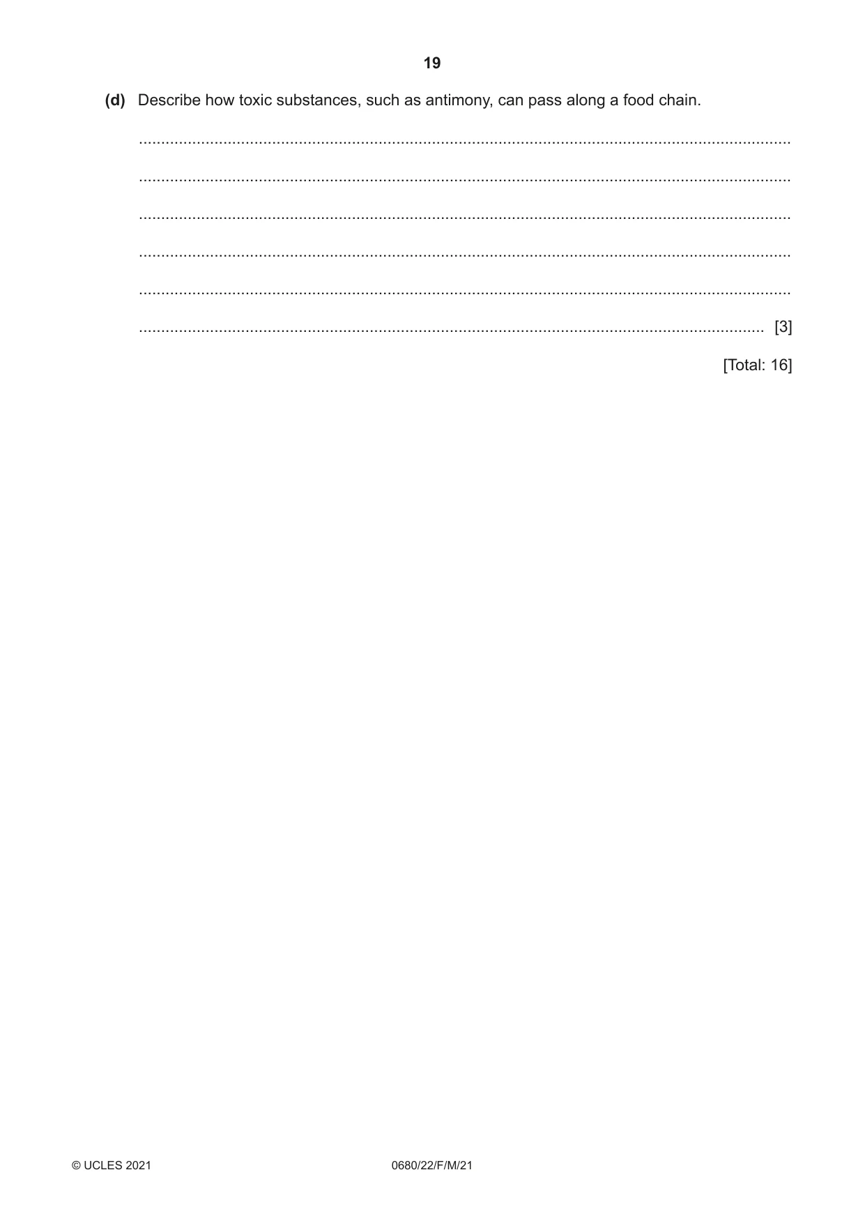 Cambridge IGCSE Environmental Management 0680 2021 Feb/March Paper 2 · Variant 2 question paper, page 19 of 20