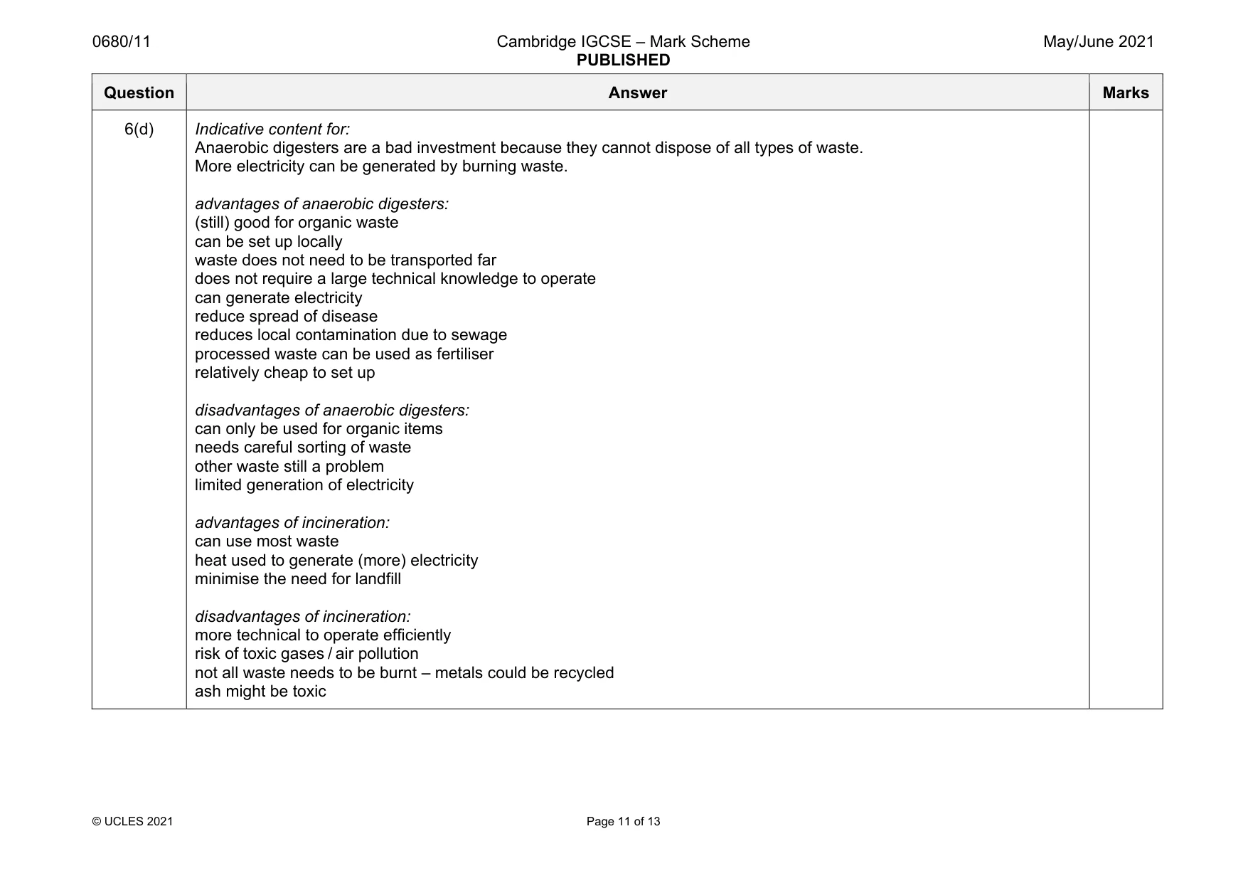 Mark scheme, page 11 of 13