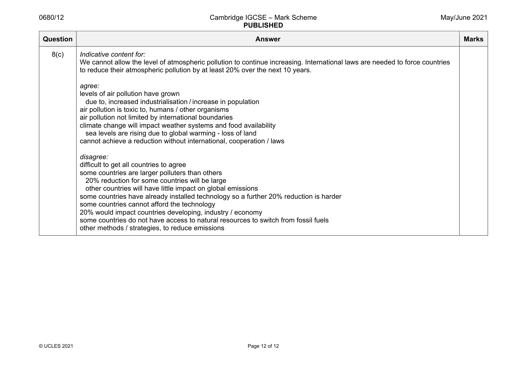 Mark scheme, page 12 of 12