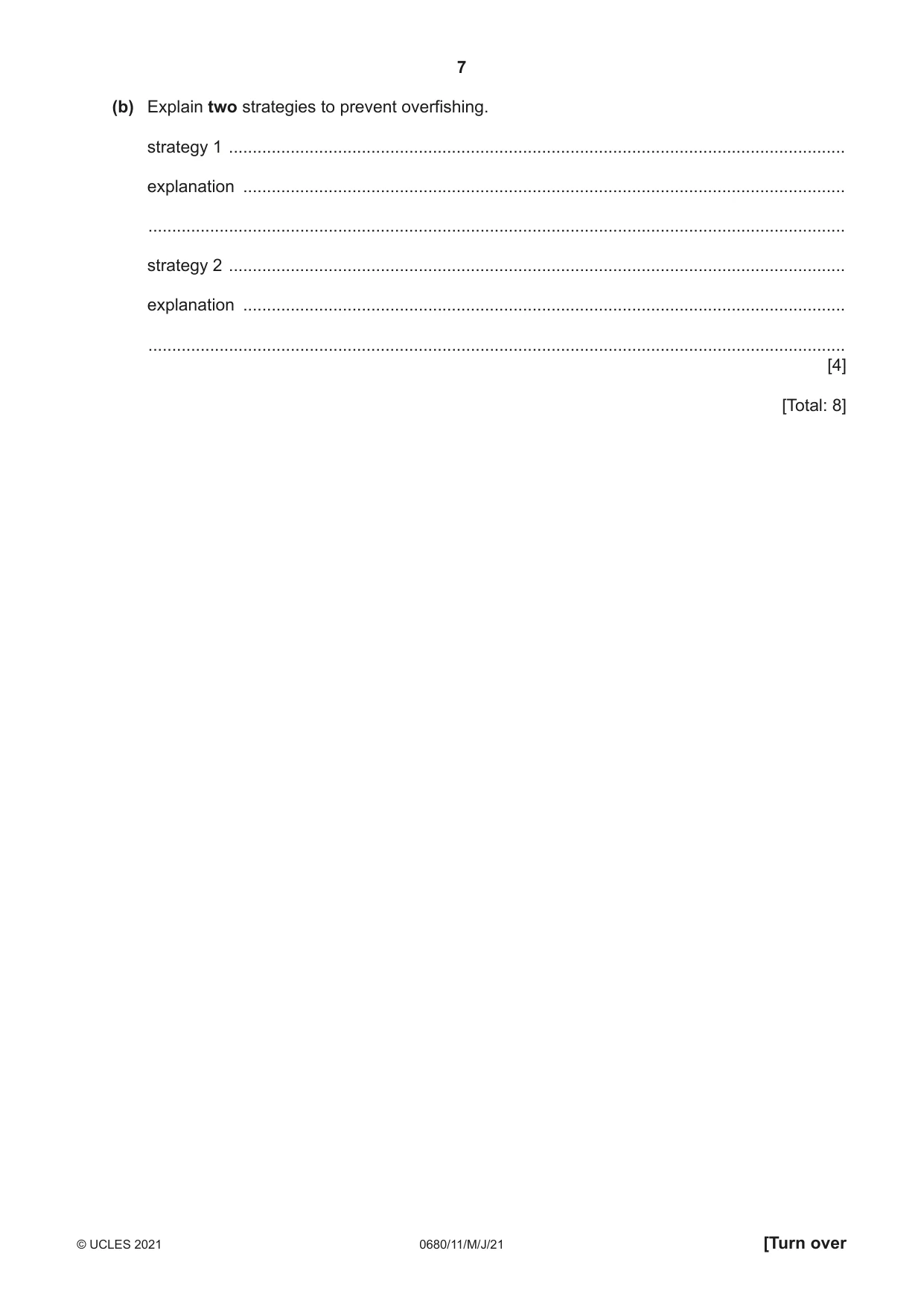Cambridge IGCSE Environmental Management 0680 2021 May/June Paper 1 · Variant 1 question paper, page 7 of 20